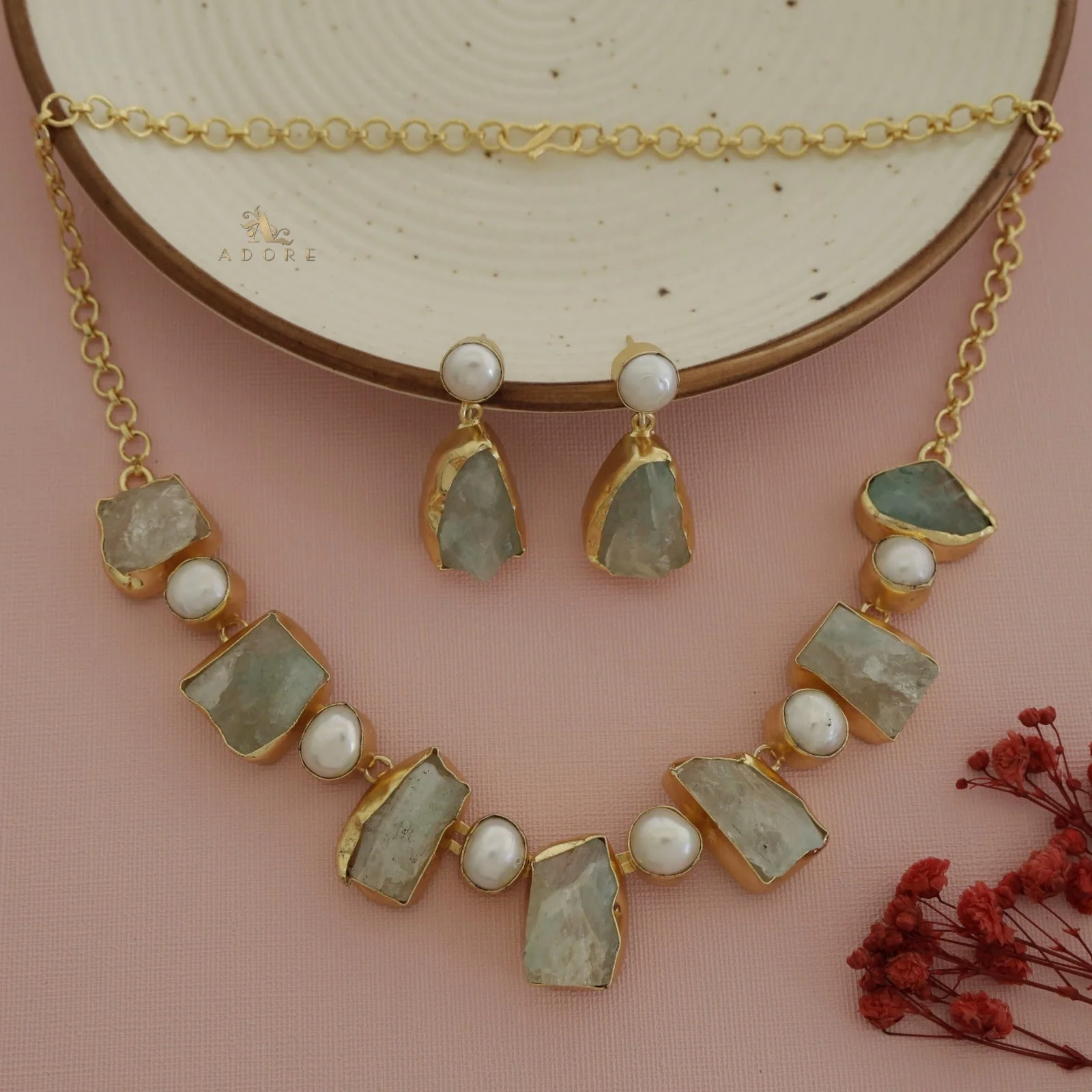 Pegasus Rugged Stone Neckpiece With Earring - Image 24