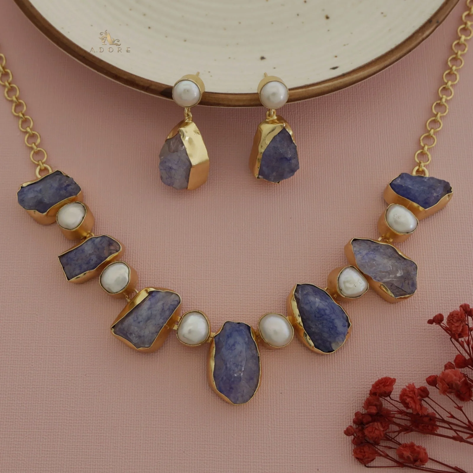 Pegasus Rugged Stone Neckpiece With Earring - Image 25