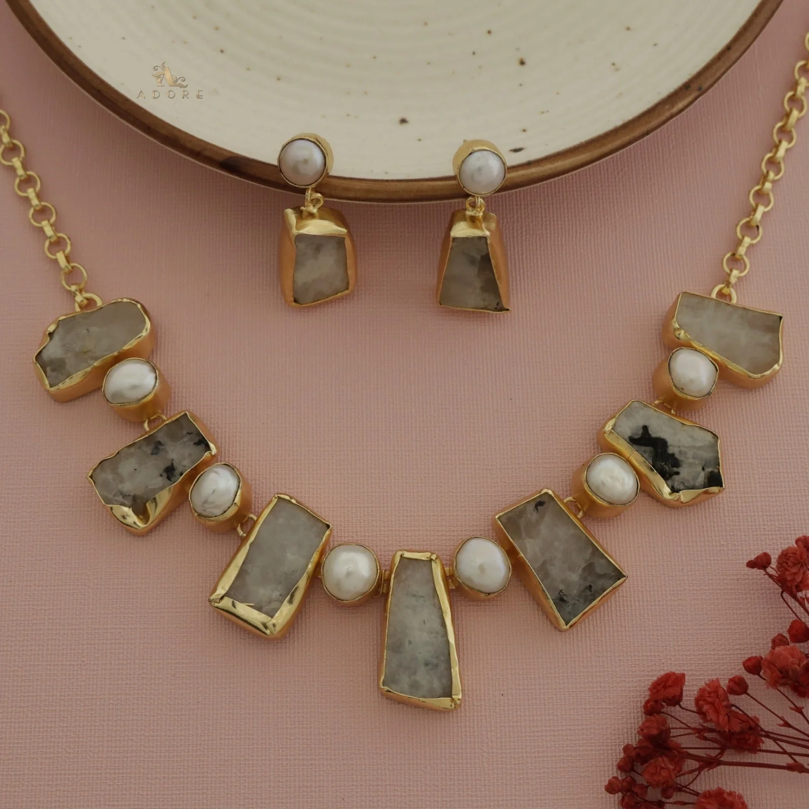 Pegasus Rugged Stone Neckpiece With Earring - Image 26