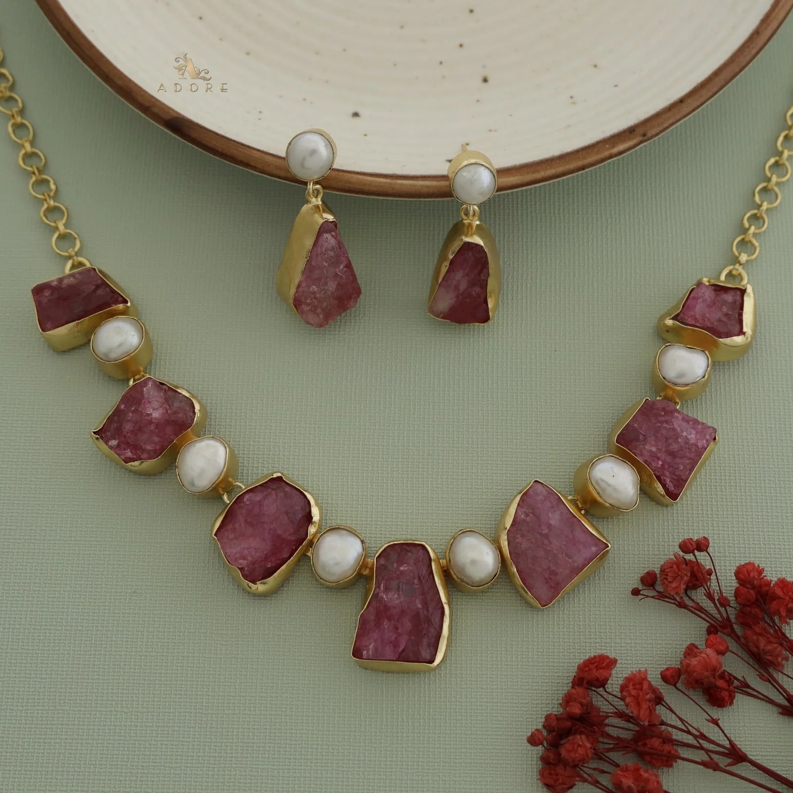 Pegasus Rugged Stone Neckpiece With Earring - Image 29