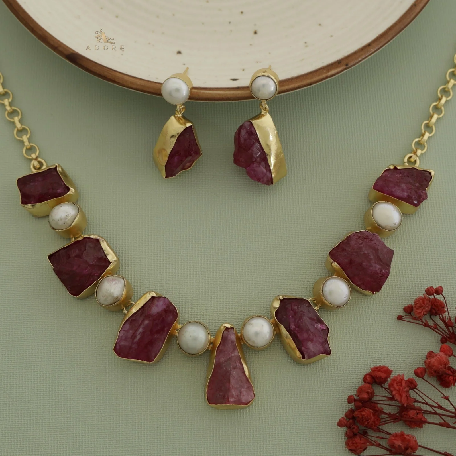 Pegasus Rugged Stone Neckpiece With Earring - Image 30