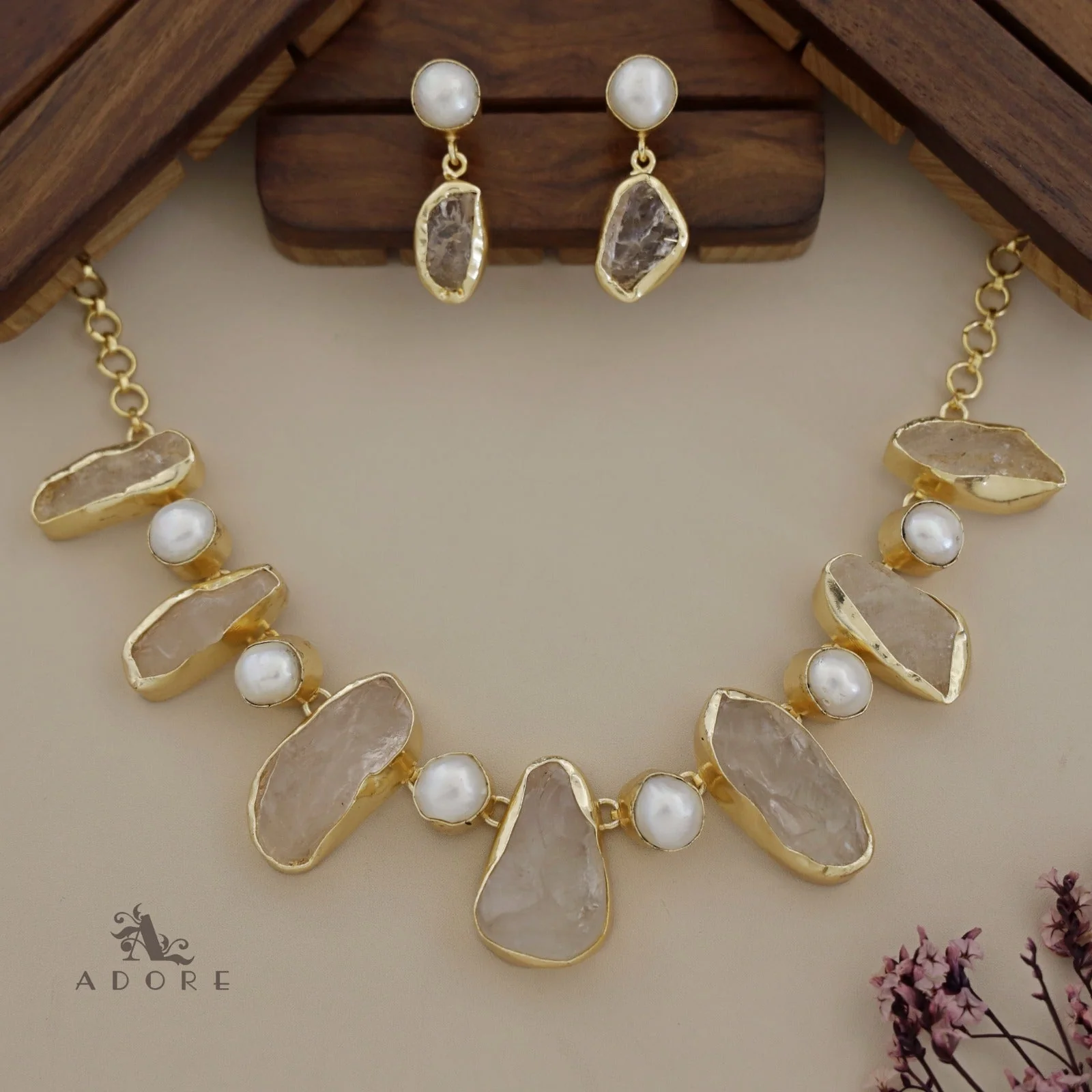 Pegasus Rugged Stone Neckpiece With Earring - Image 36