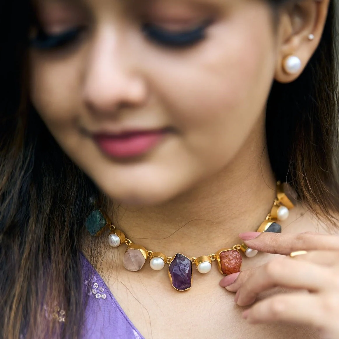 Pegasus Rugged Stone Neckpiece With Earring - Image 37