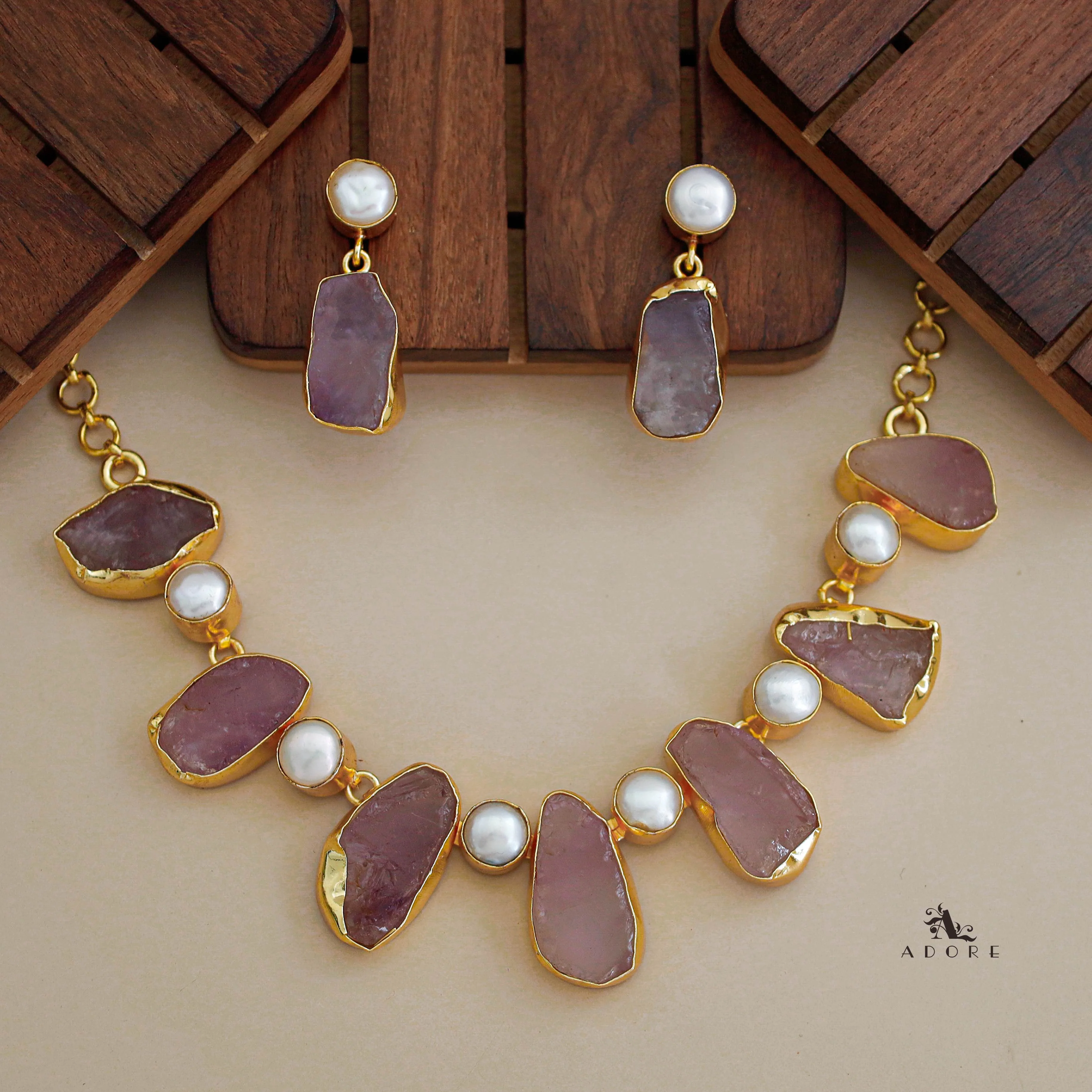 Pegasus Rugged Stone Neckpiece With Earring - Image 39