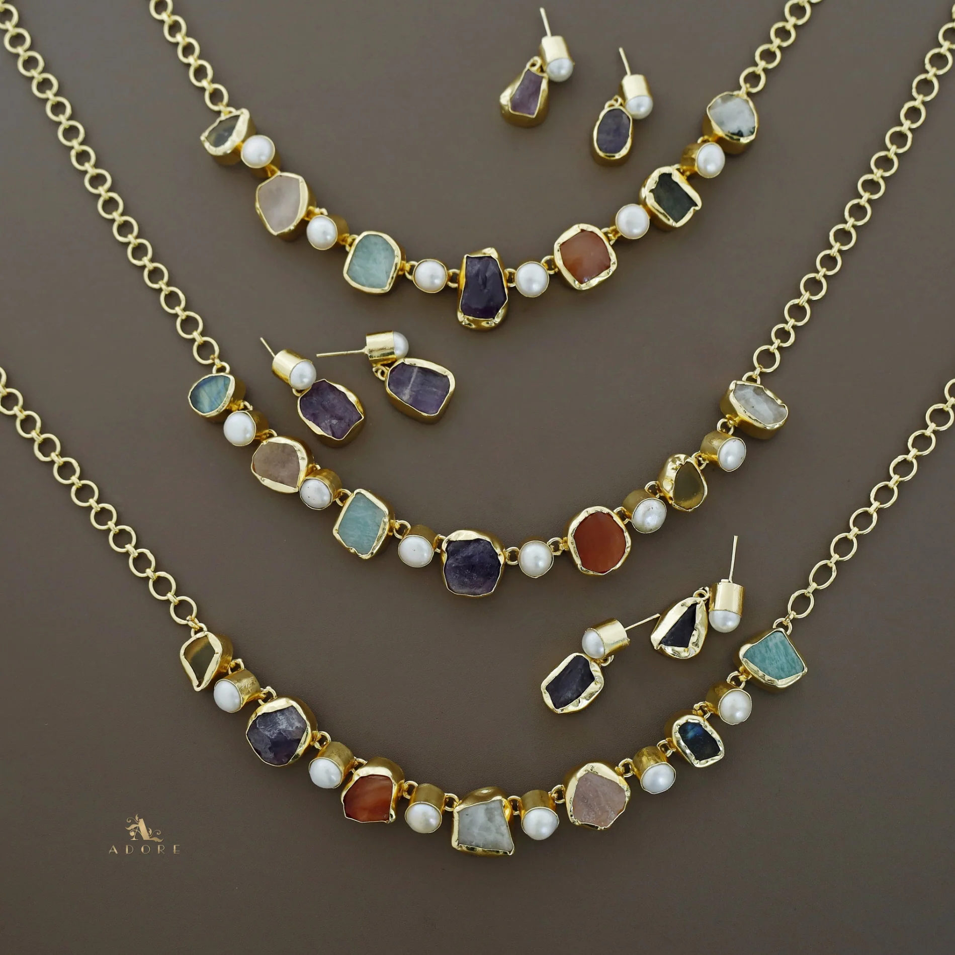 Pegasus Rugged Stone Neckpiece With Earring - Image 44