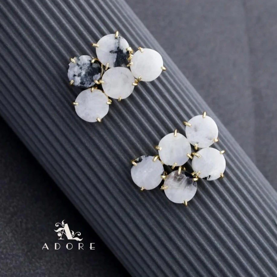 Penta Round Claw Raw Stone Earring - Image 10