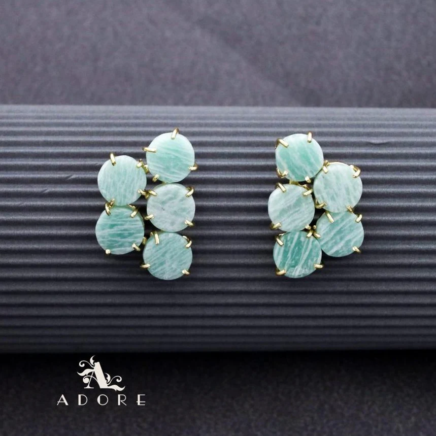 Penta Round Claw Raw Stone Earring - Image 5