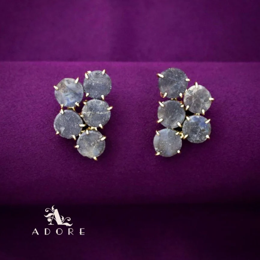 Penta Round Claw Raw Stone Earring - Image 6
