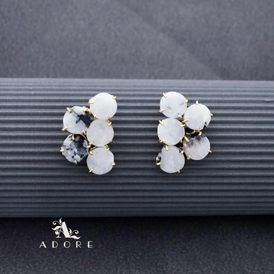 Penta Round Claw Raw Stone Earring - Image 9