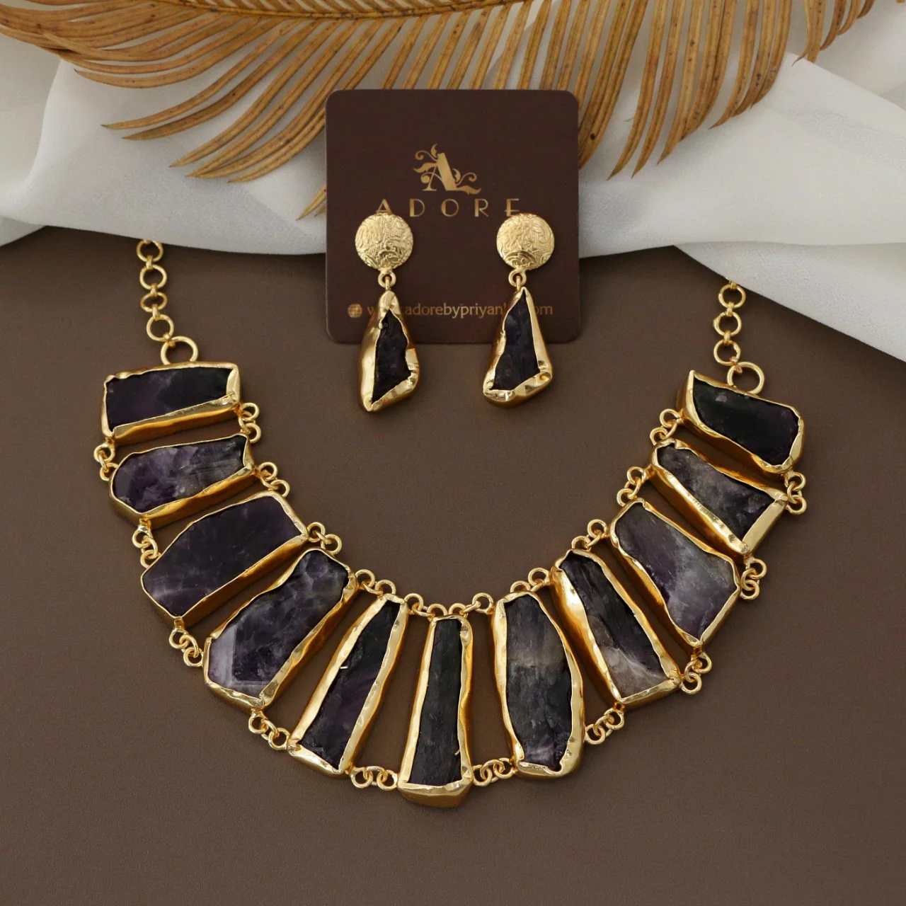 Piera Raw Stone Neckpiece With Earring - Image 12