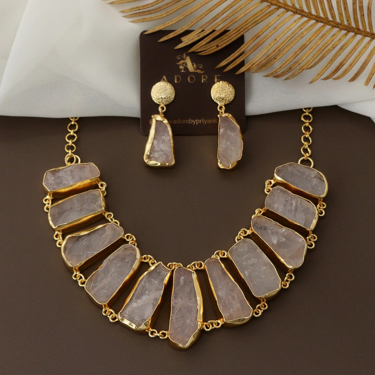Piera Raw Stone Neckpiece With Earring - Image 15