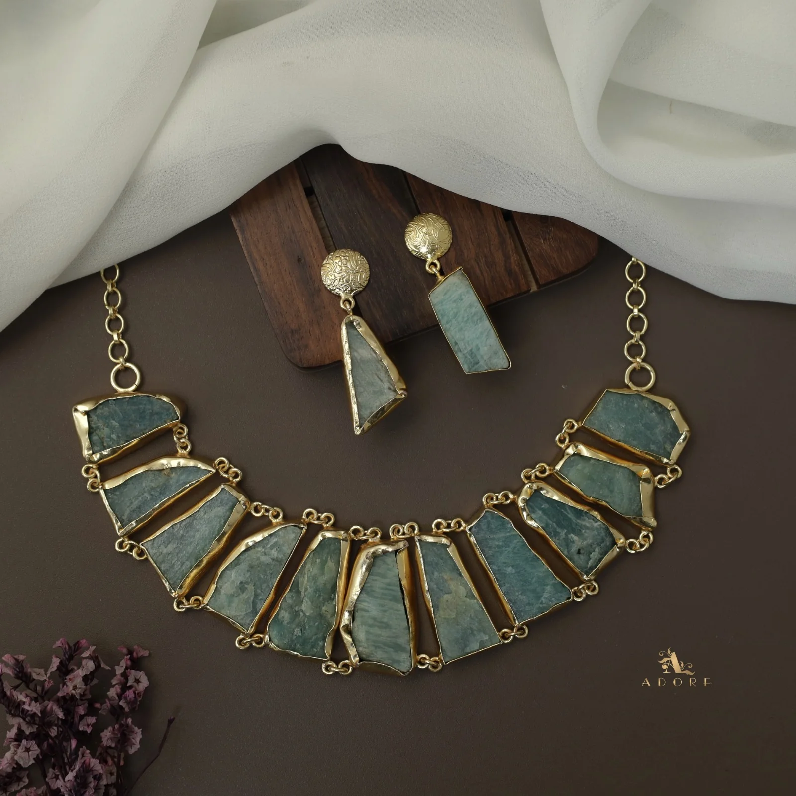 Piera Raw Stone Neckpiece With Earring - Image 20