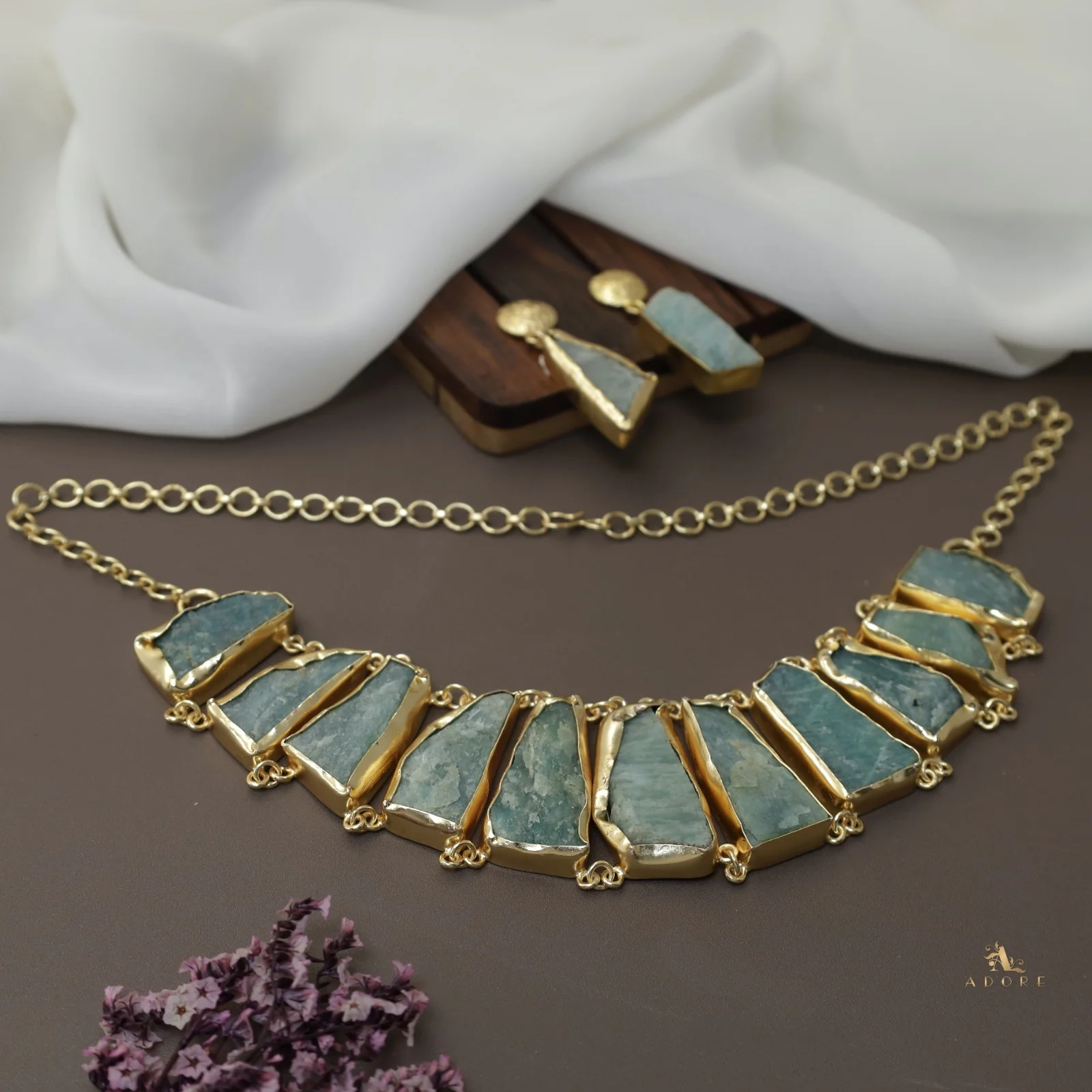Piera Raw Stone Neckpiece With Earring - Image 27