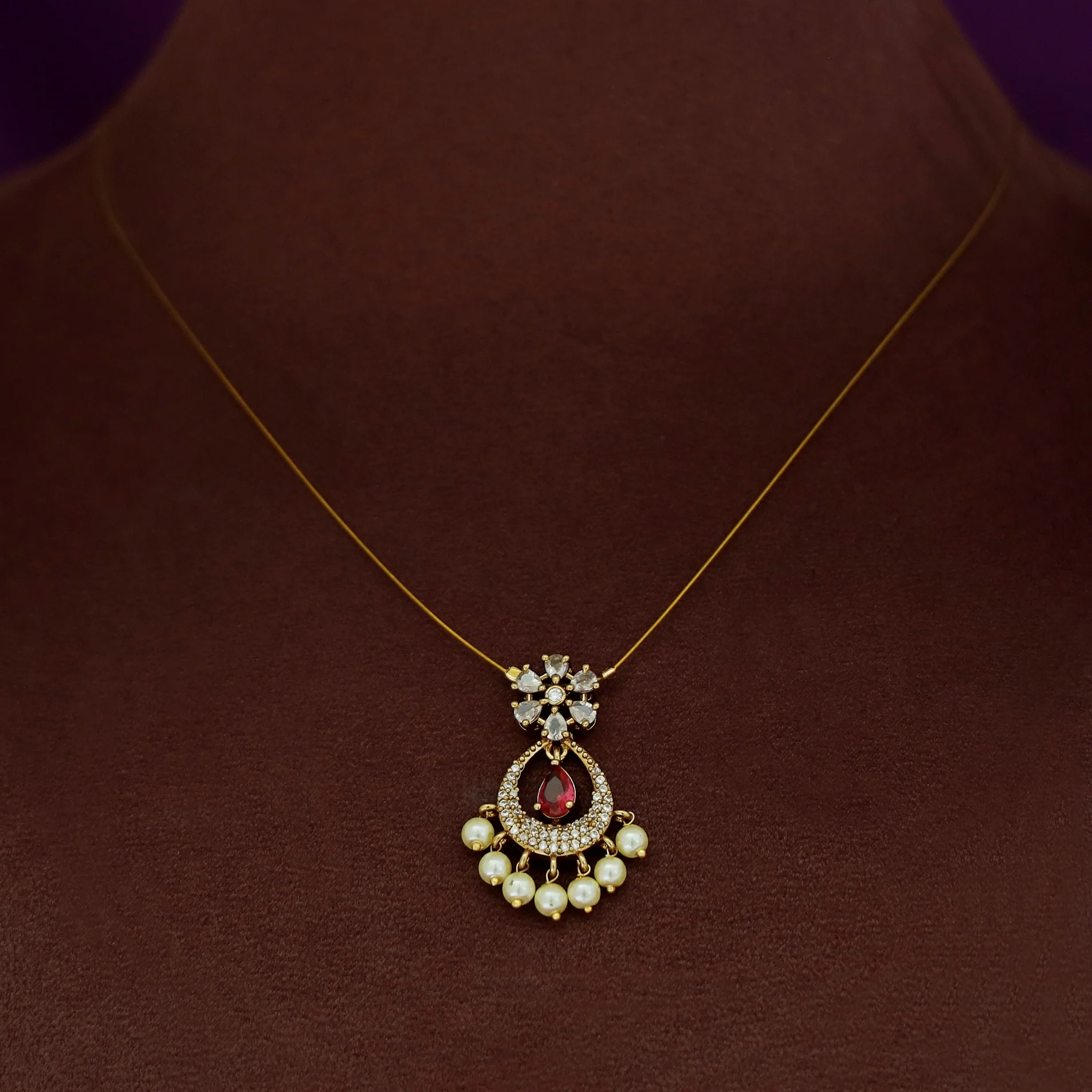 Pooja Flower Pearl String Neckpiece - Image 2