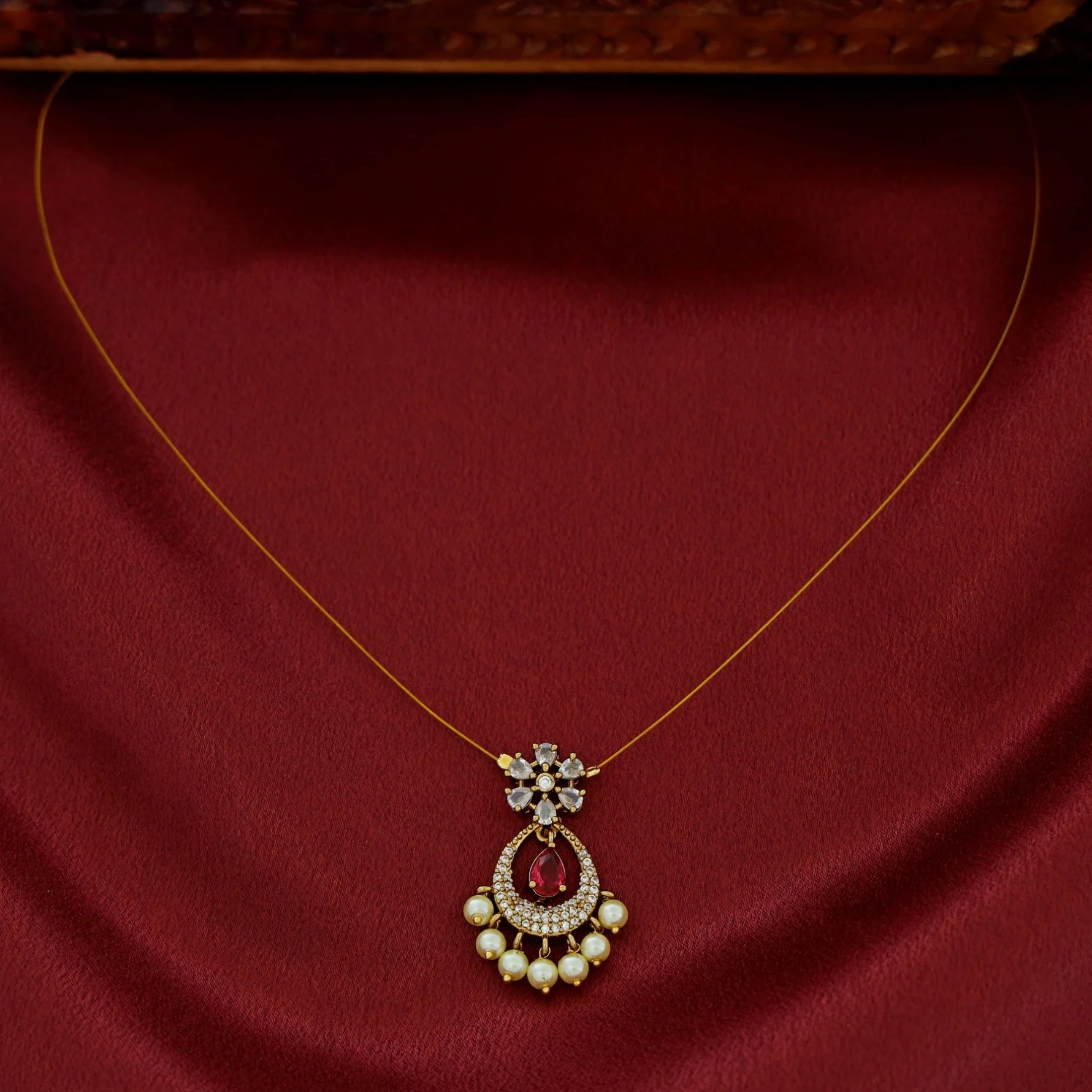 Pooja Flower Pearl String Neckpiece - Image 3