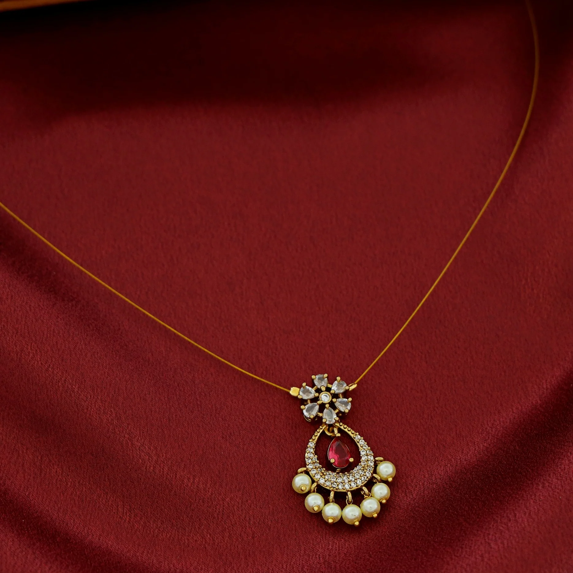 Pooja Flower Pearl String Neckpiece - Image 7