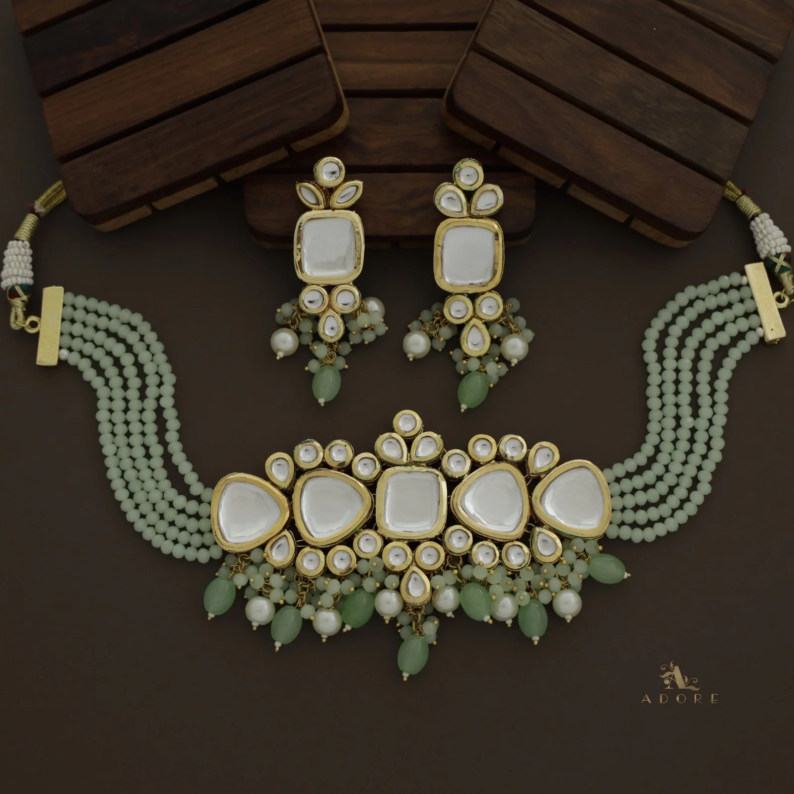 Abhigna Kundan Choker With Earring - Image 11