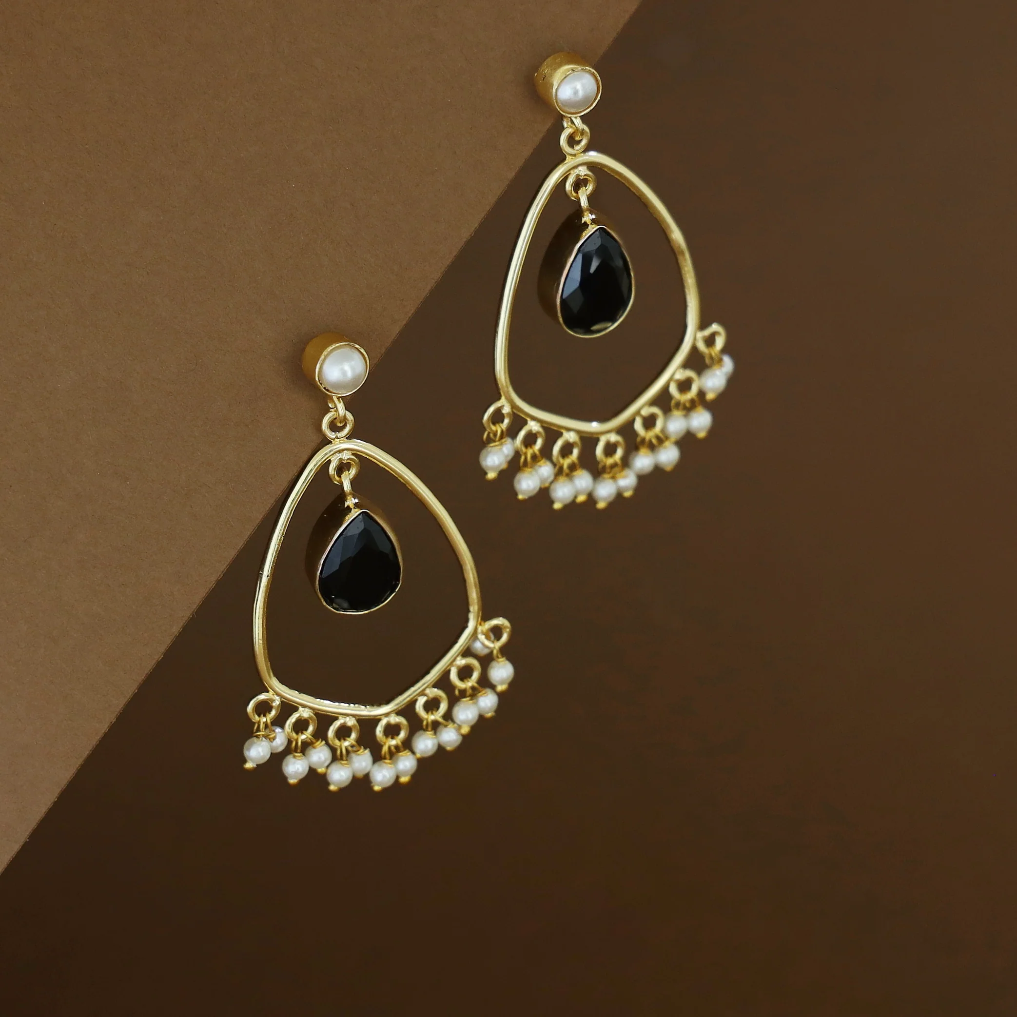 Posy Cluster Pearl Hanging Glossy Stone Earring - Image 14