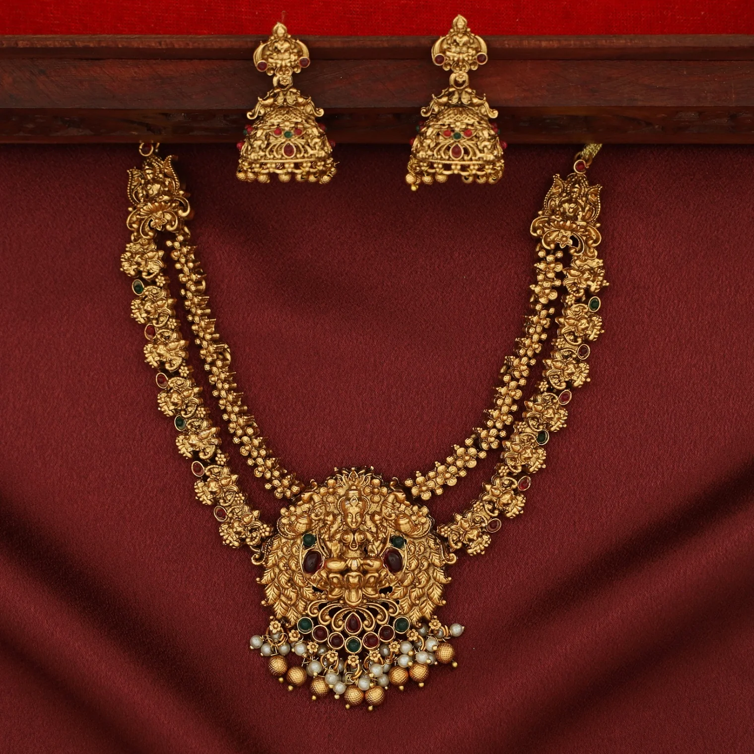 Pranami Devi 2 Layer Neckpiece With Earring - Image 2