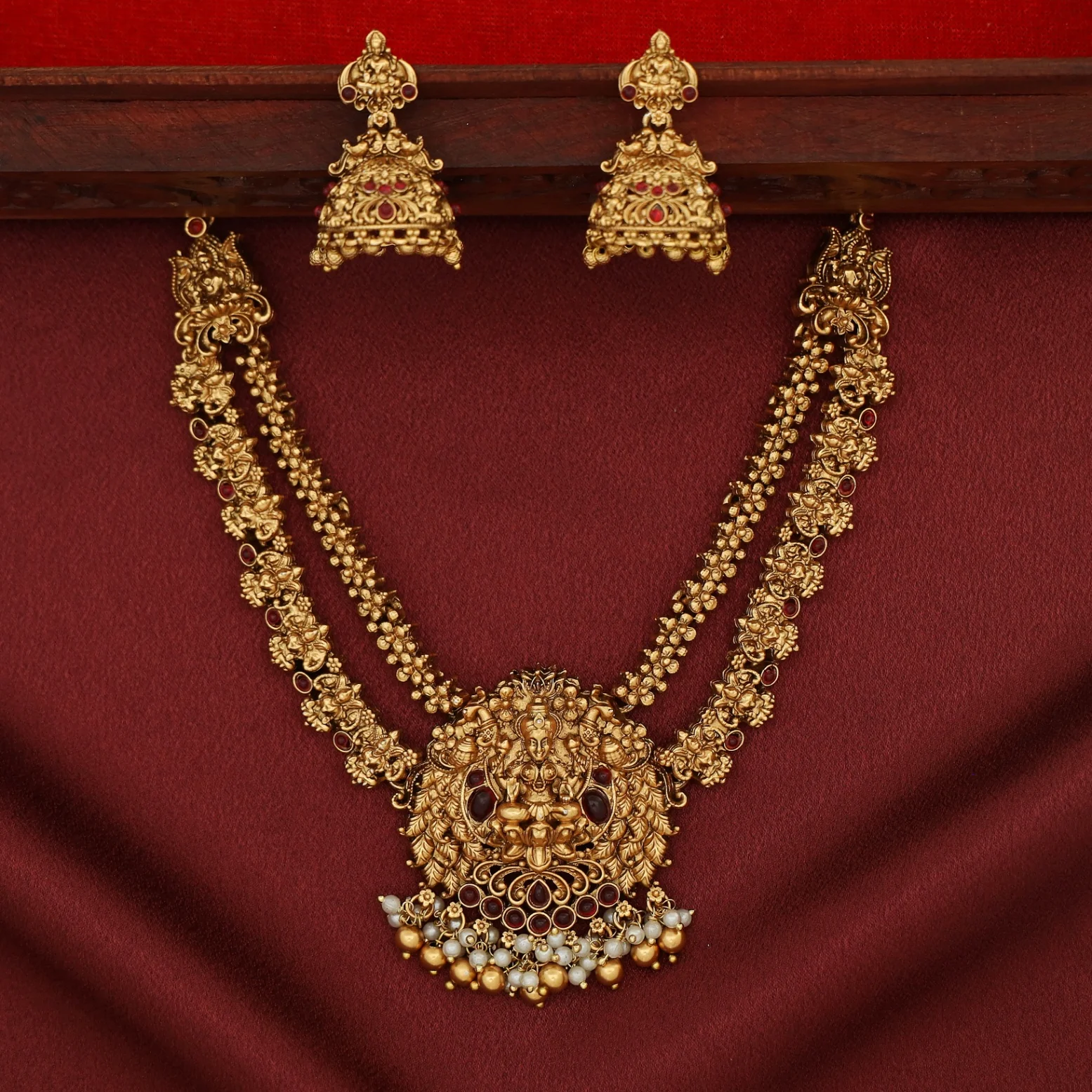 Pranami Devi 2 Layer Neckpiece With Earring - Image 4