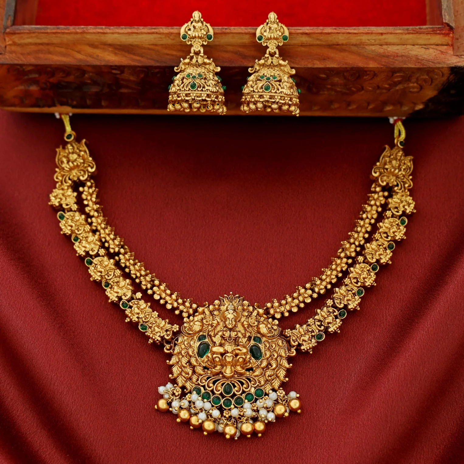 Pranami Devi 2 Layer Neckpiece With Earring - Image 5