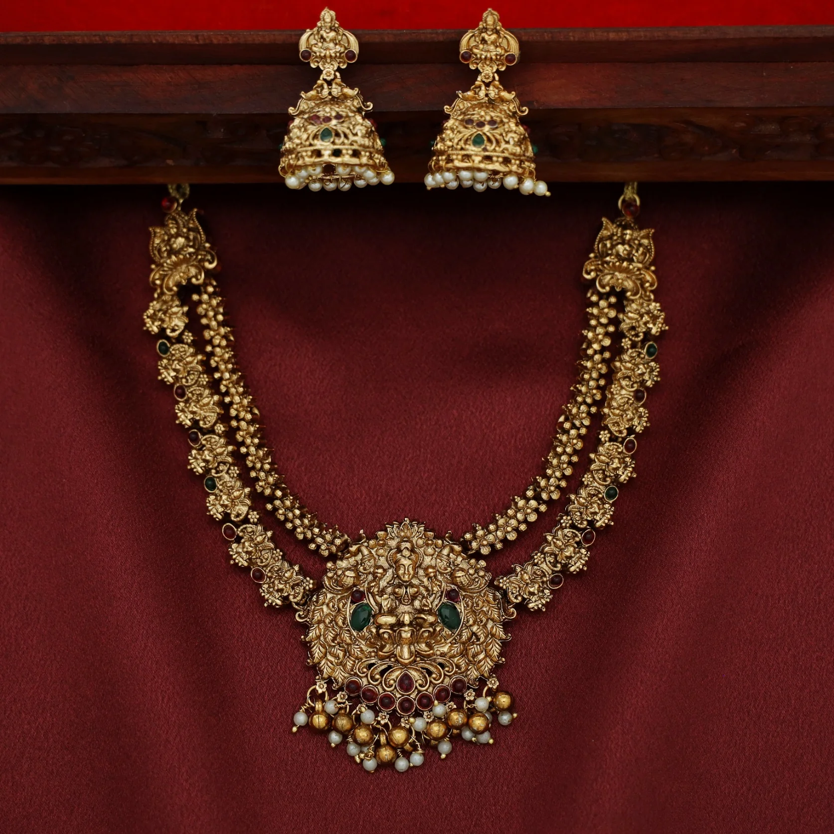 Pranami Devi 2 Layer Neckpiece With Earring - Image 7