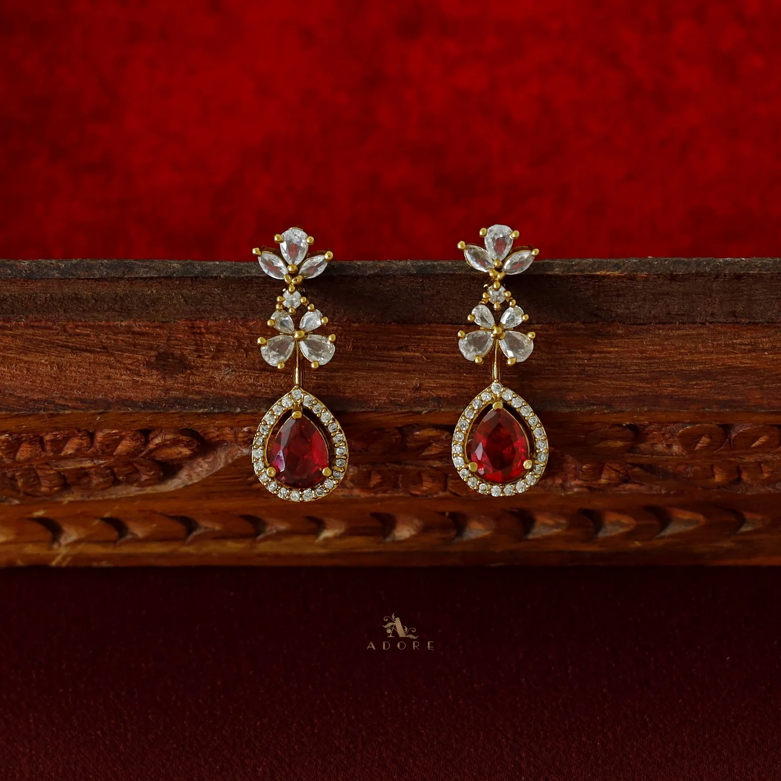 Premium 2 Layer Dew Drops AD Short Neckpiece with Earring - Image 8