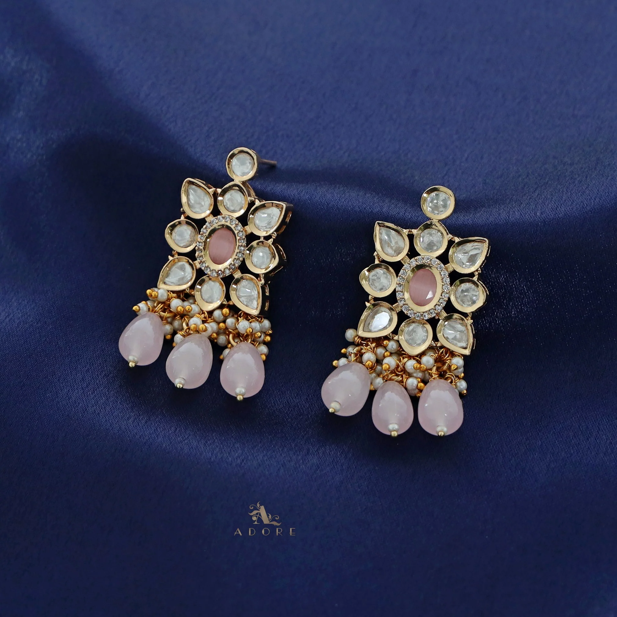 Premium Aehili Polki Kundan Neckpiece With Earring - Image 5