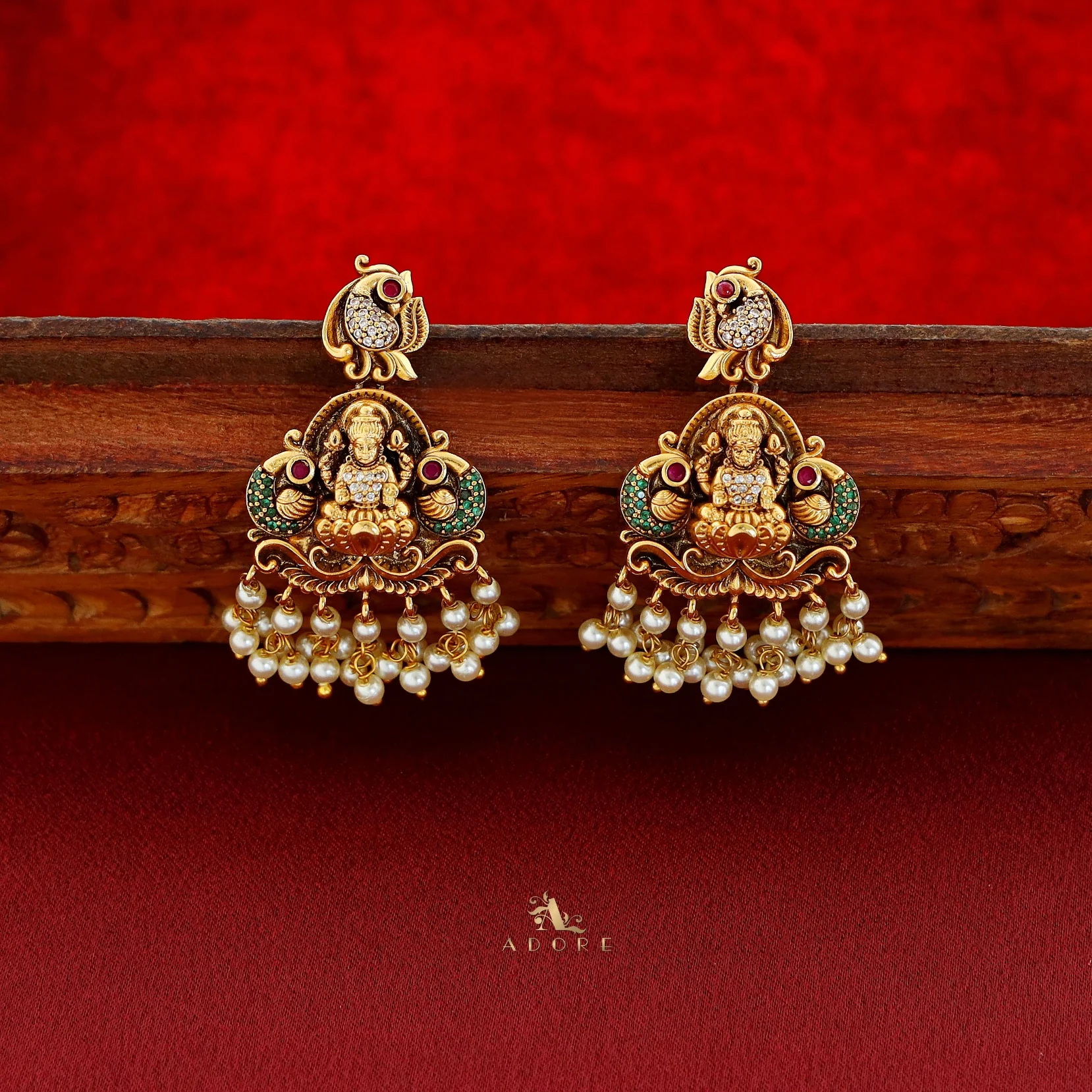Premium Ayushi Pearl AD Stone Short Neckpiece With Earring - Image 6