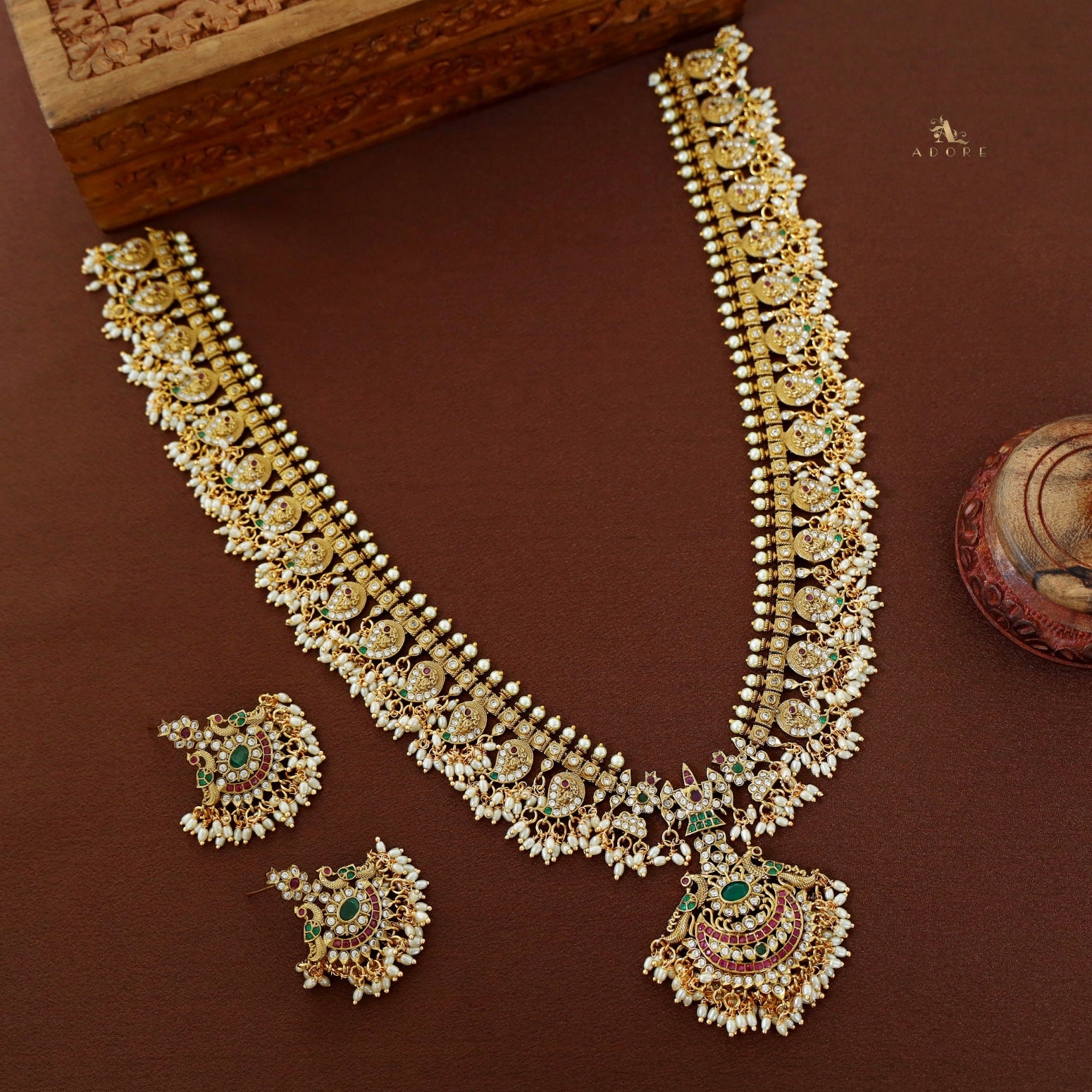 Premium Bridal Nithiksha Long Haram With Earring - Image 3