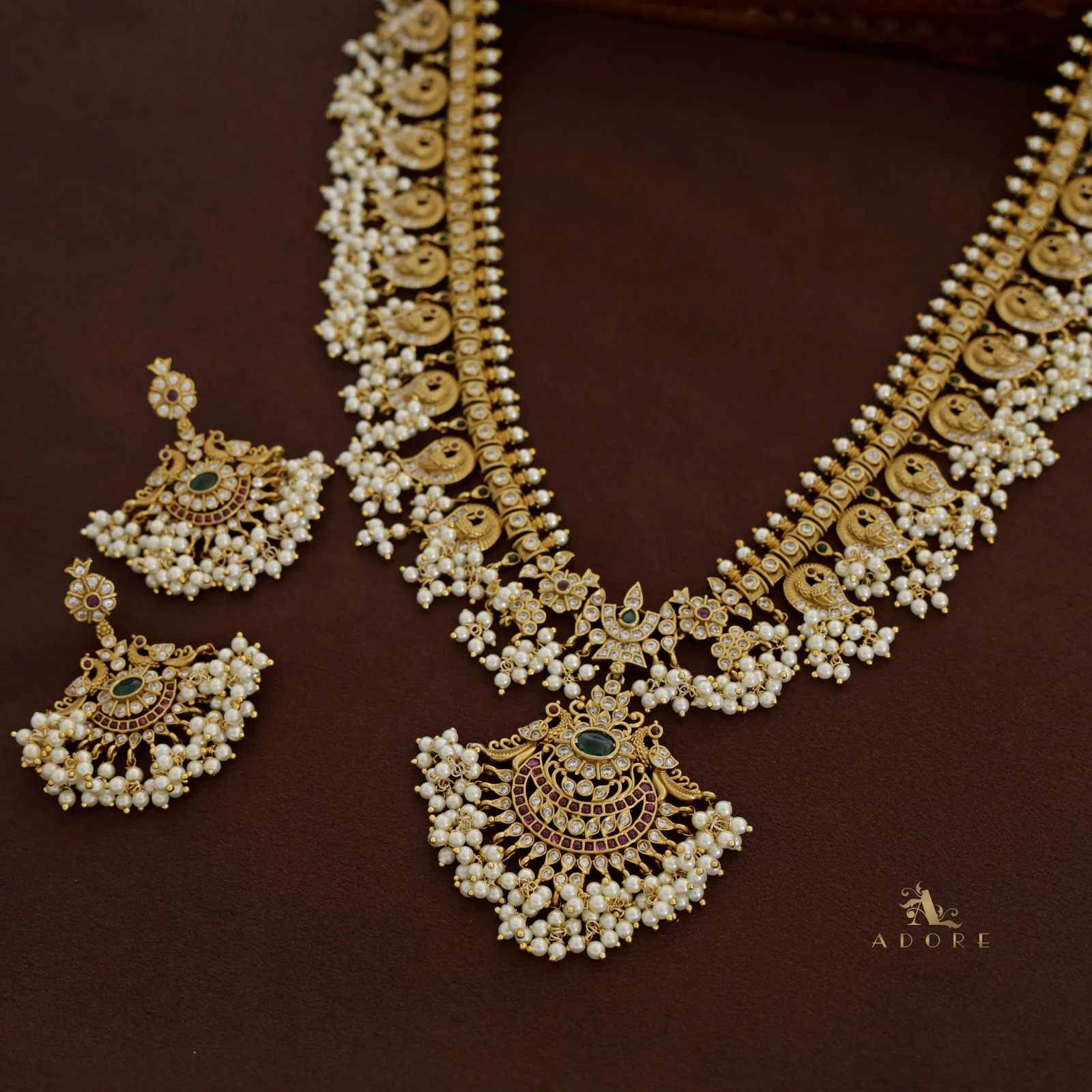 Premium Bridal Nithiksha Long Haram With Earring - Image 5