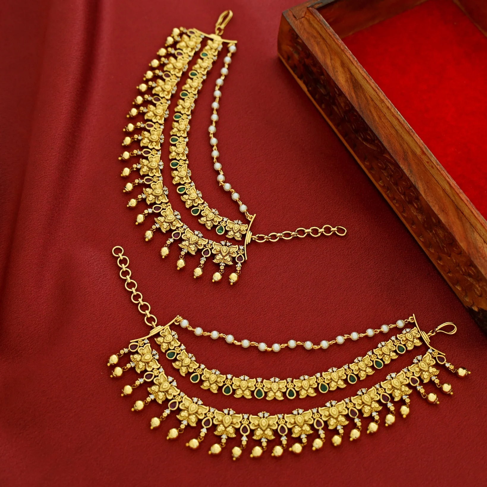 Premium Butterfly Golden Ball Ear Chain - Image 3