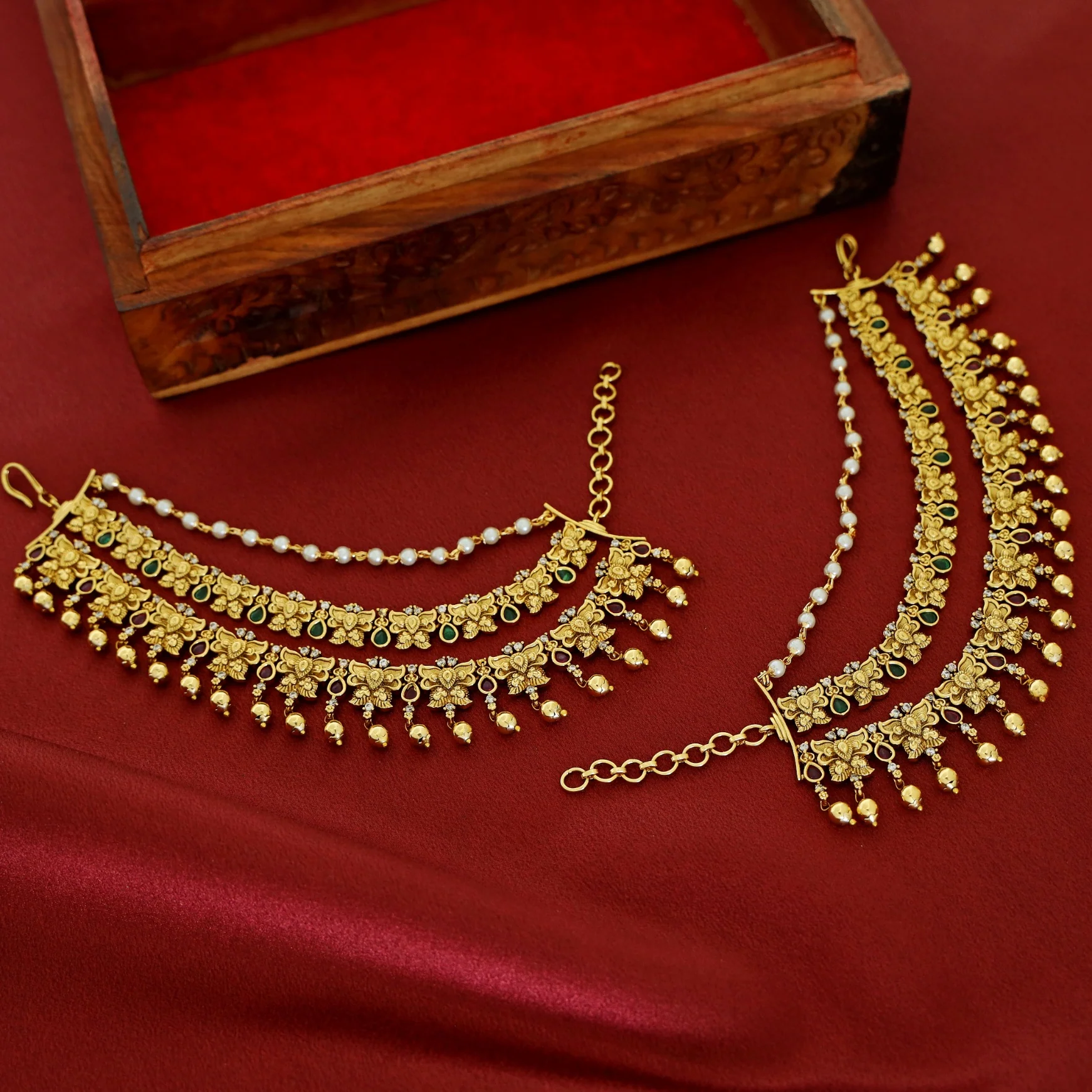 Premium Butterfly Golden Ball Ear Chain - Image 4