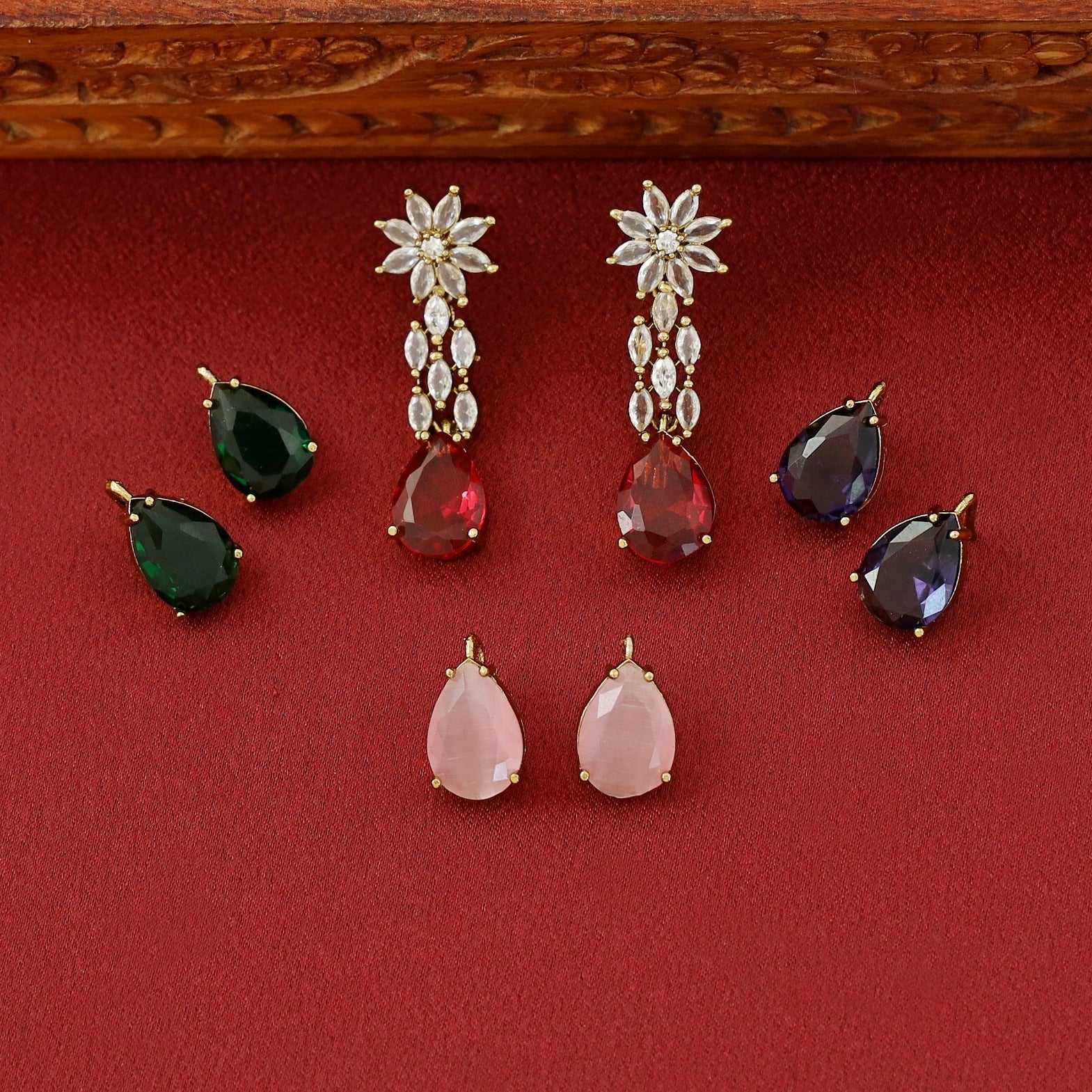 Premium Daya Interchangeable Short AD Neckpiece With Earring - Image 6