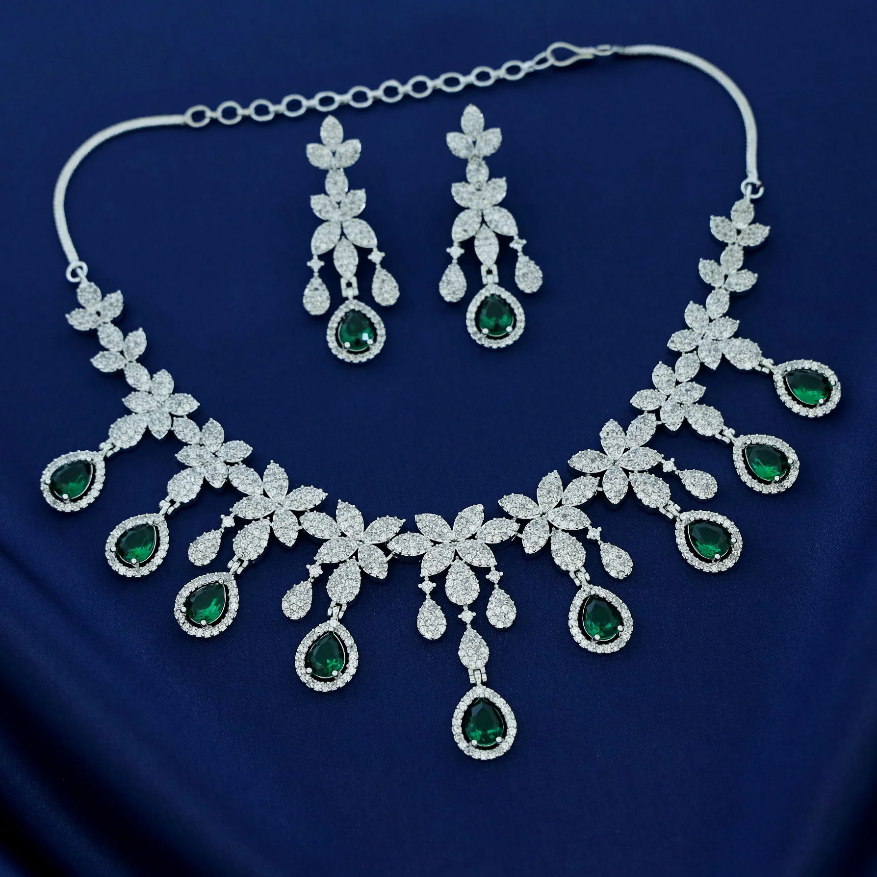Premium Erisha AD Stone Floral Short Neckpiece With Earring - Image 4