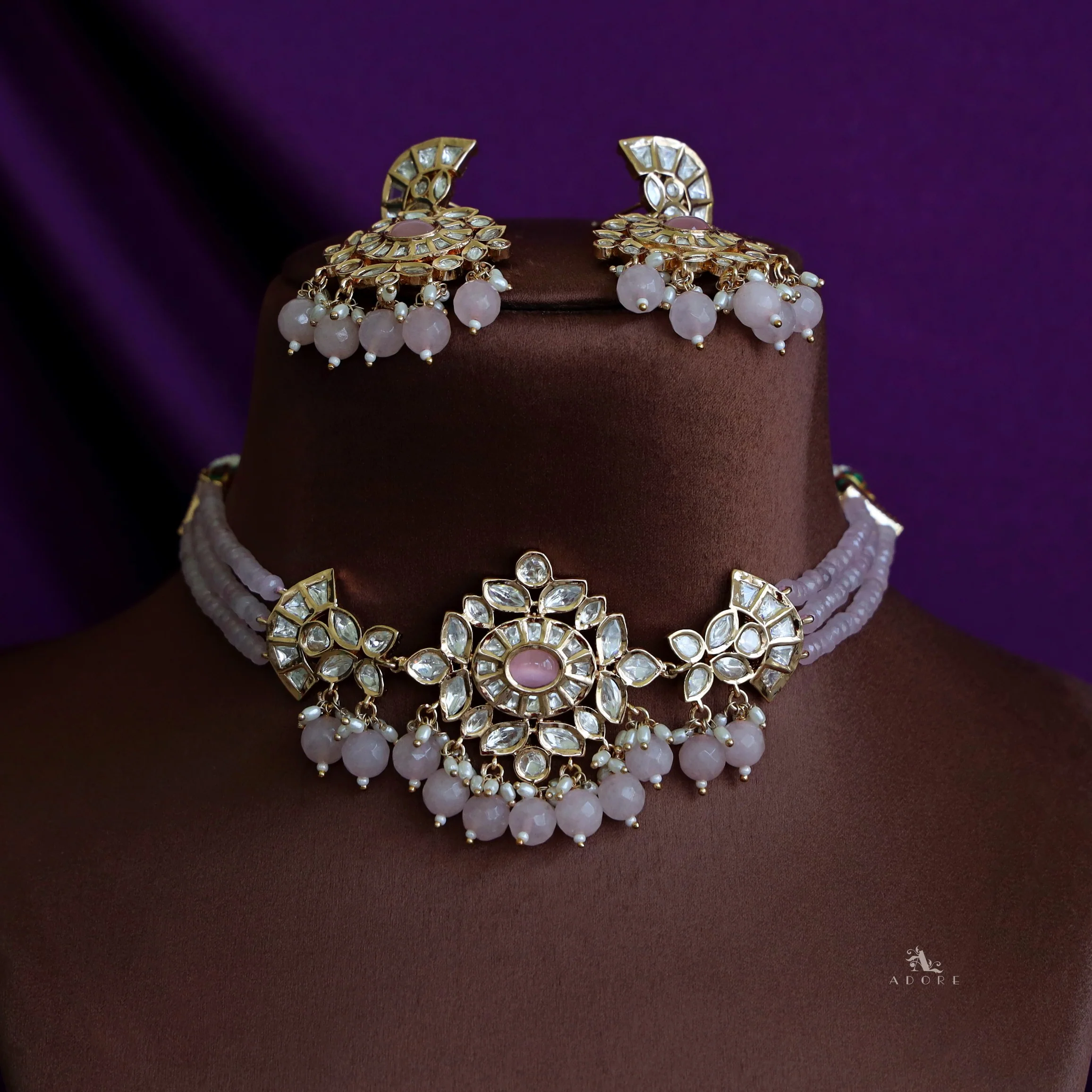 Premium Irene Kundan Choker with Earring - Image 2