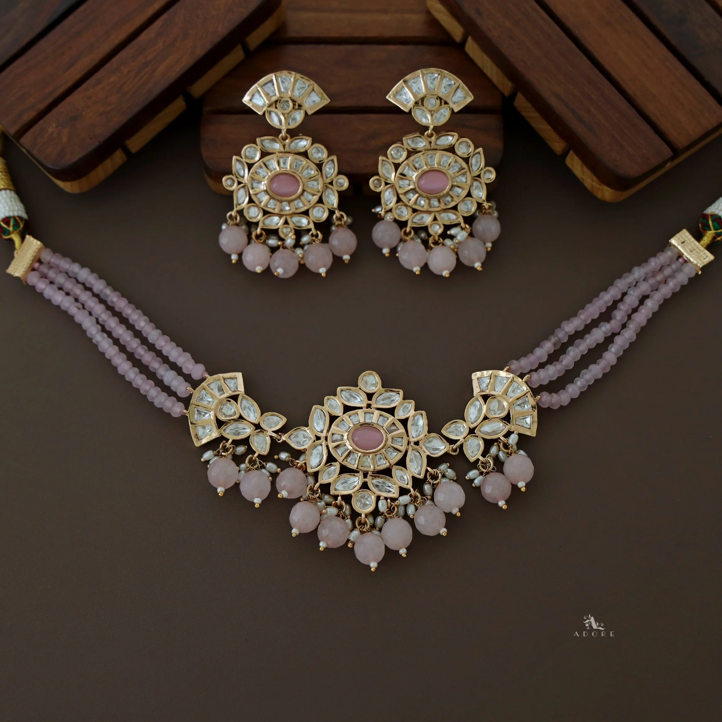 Premium Irene Kundan Choker with Earring - Image 3