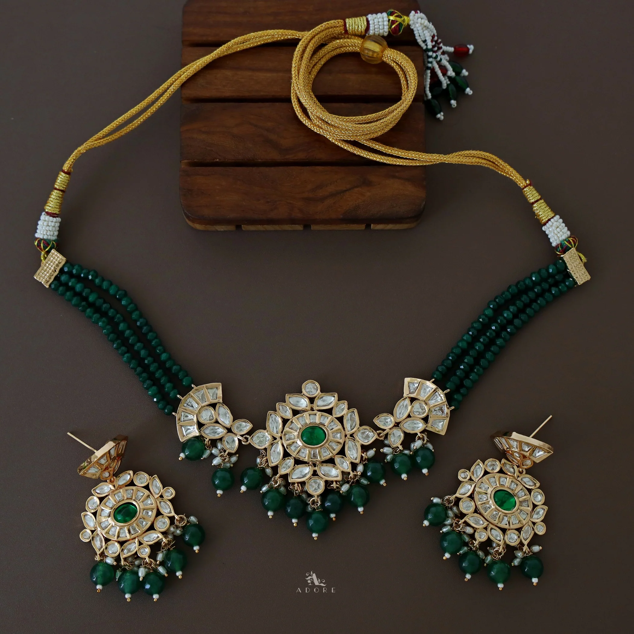 Premium Irene Kundan Choker with Earring - Image 5