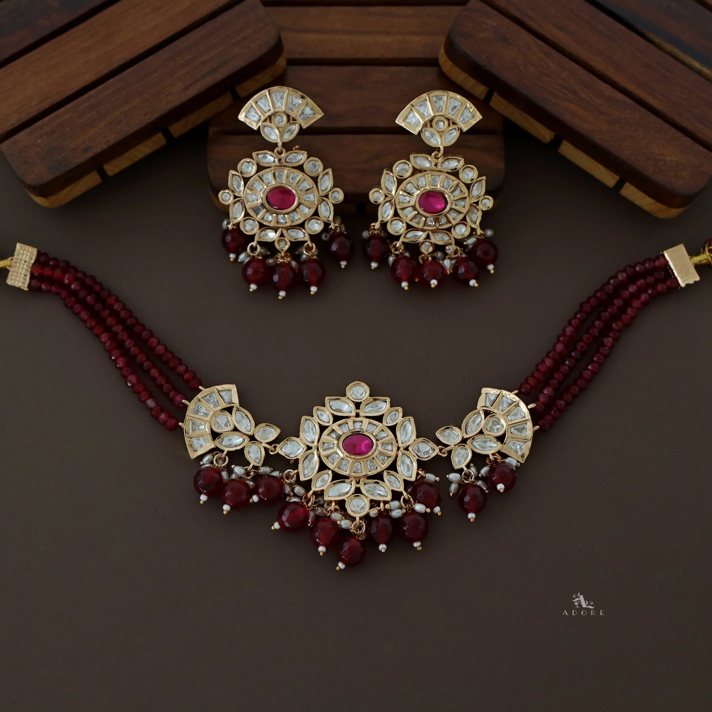 Premium Irene Kundan Choker with Earring - Image 8