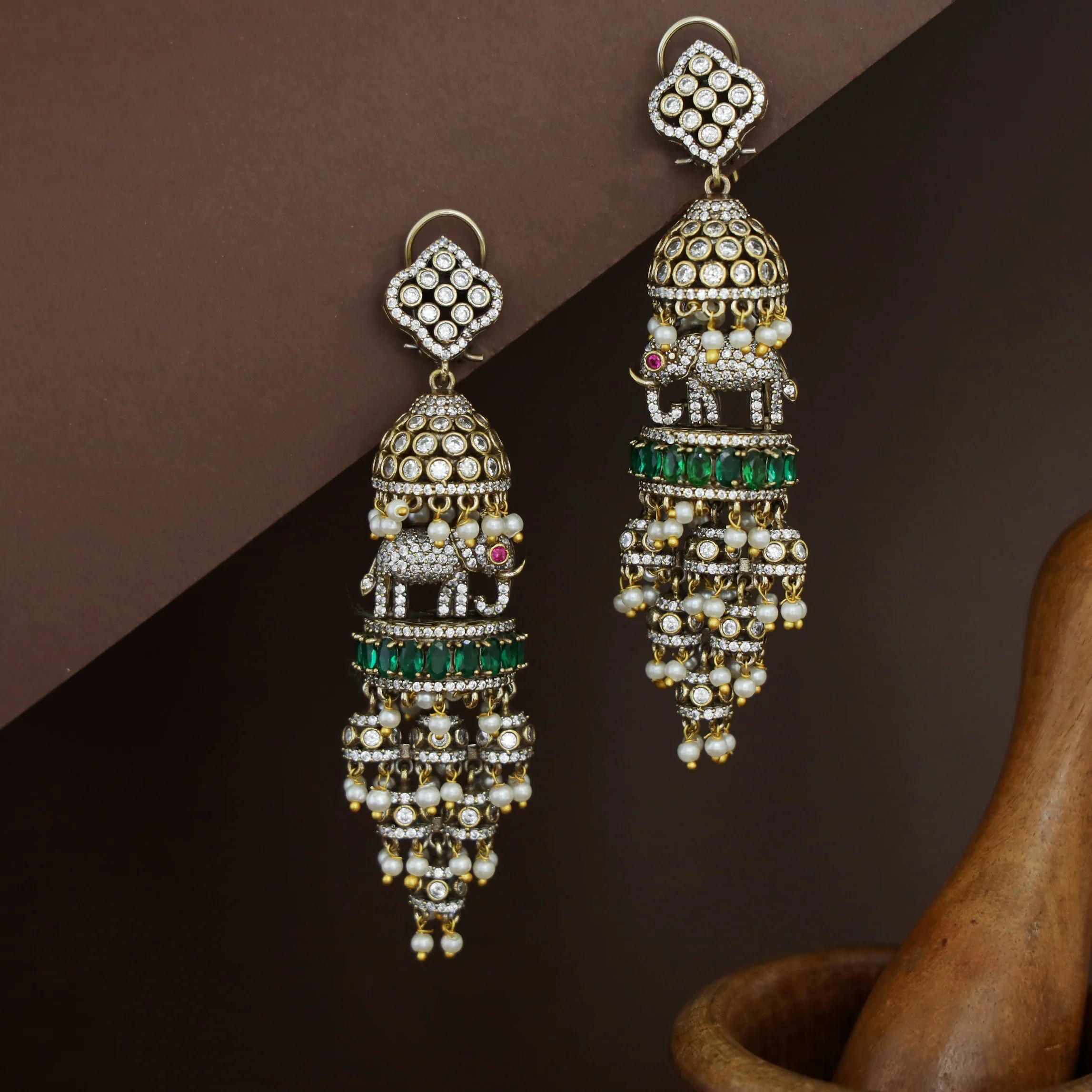 Premium Moumitha Airavath Multi-Layer Jhumka - Image 2
