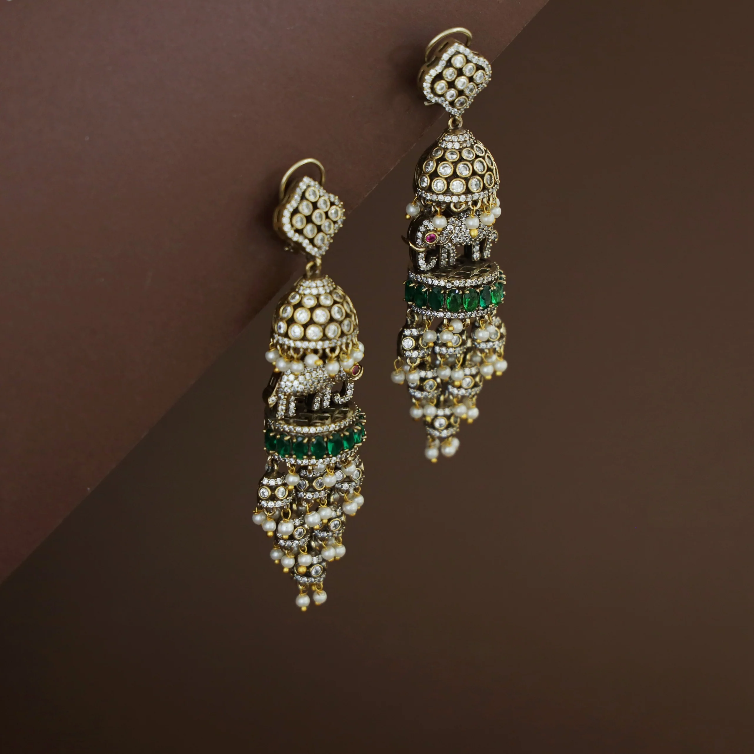 Premium Moumitha Airavath Multi-Layer Jhumka - Image 4