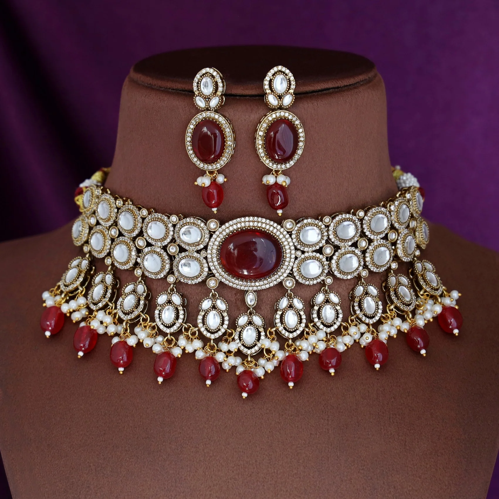 Premium Pratibha Bridal Choker With Earring - Image 4