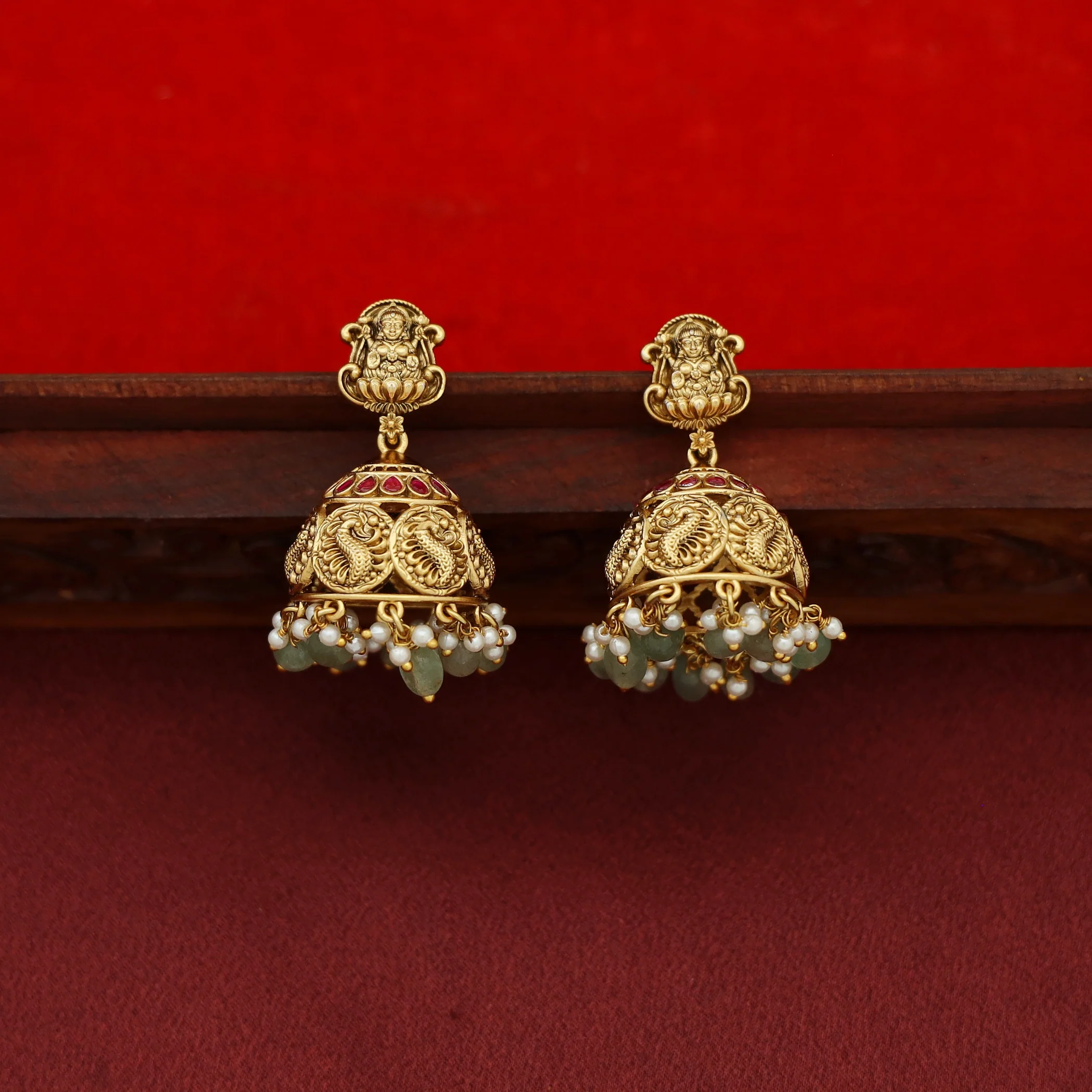 Premium Shritisha Devi Coin Long Neckpiece With Earring - Image 4