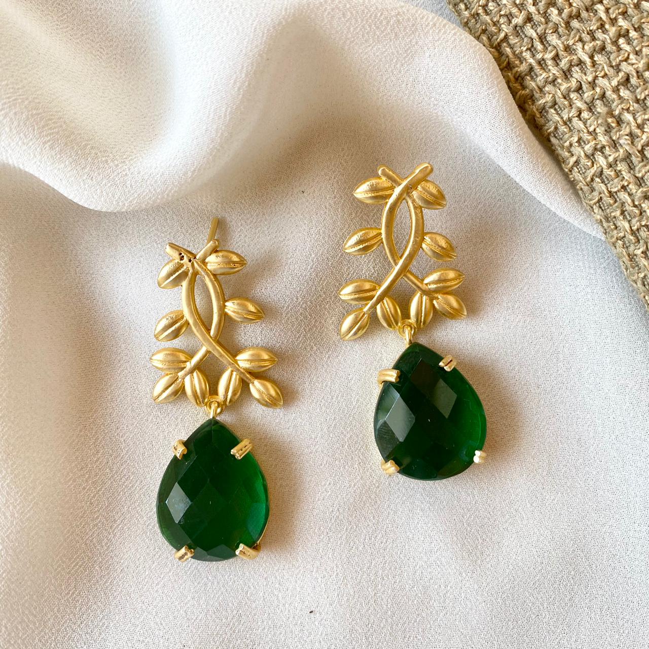 Premium Stone Leaf Claw Earrings - Image 2