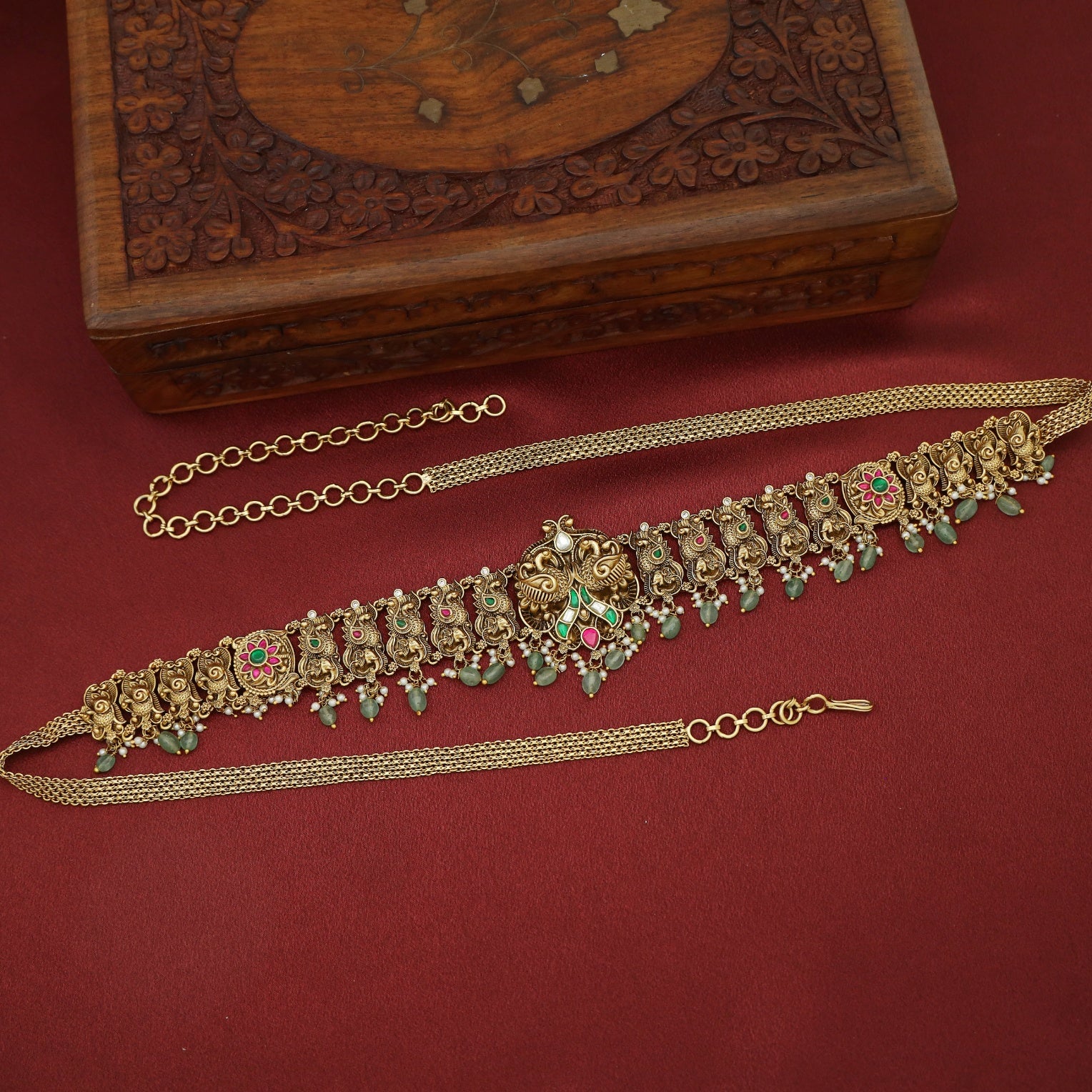 Premium Tanusree Mayura Jadau Kundan Hip Chain - Image 2