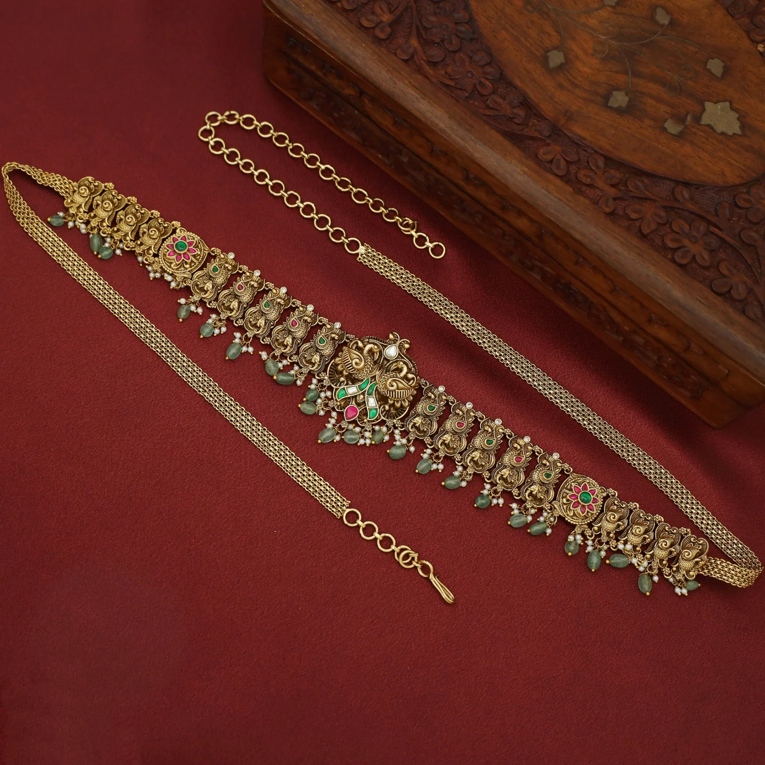 Premium Tanusree Mayura Jadau Kundan Hip Chain - Image 3