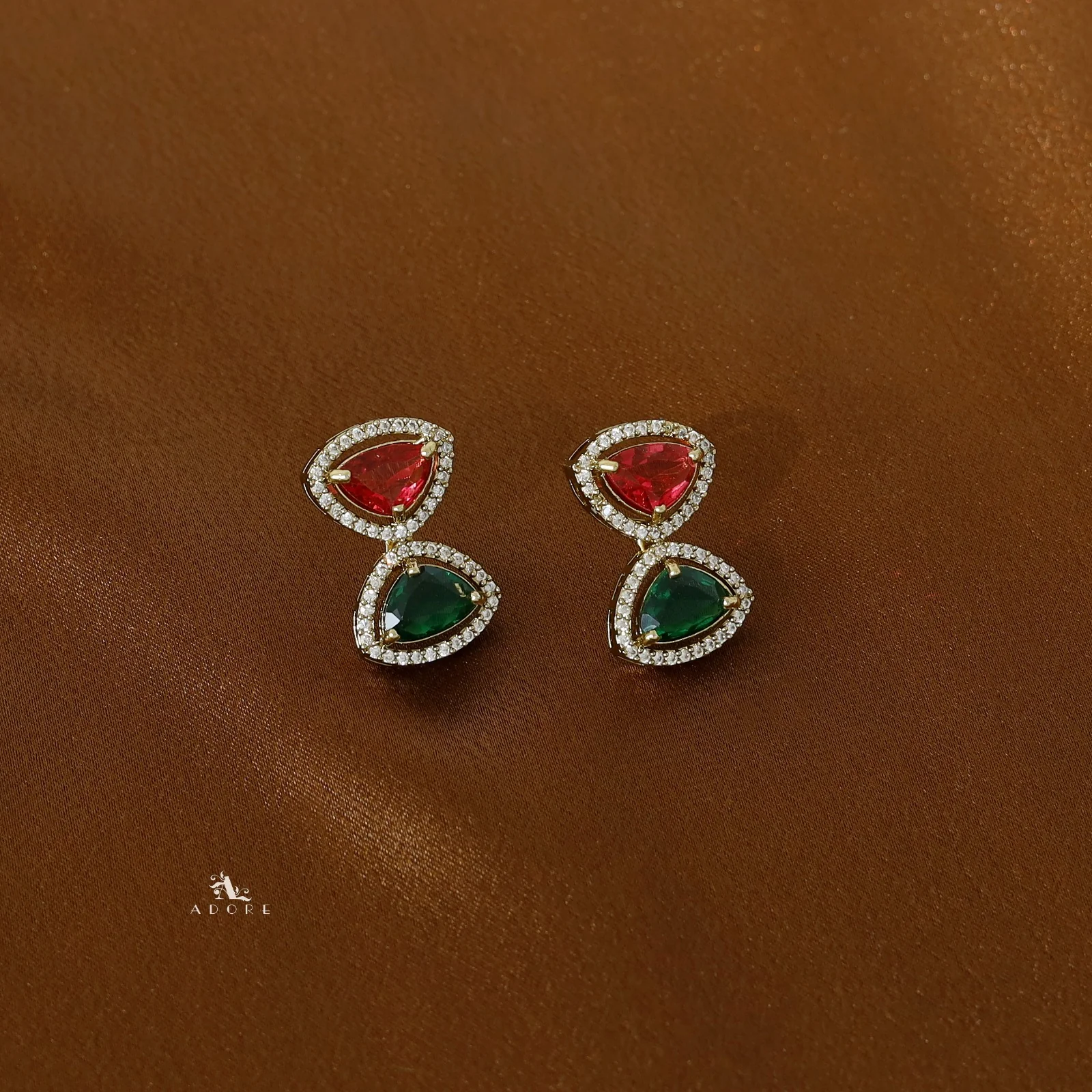 Premium Triangle Glossy Short AD Neckpiece with Earring - Image 10