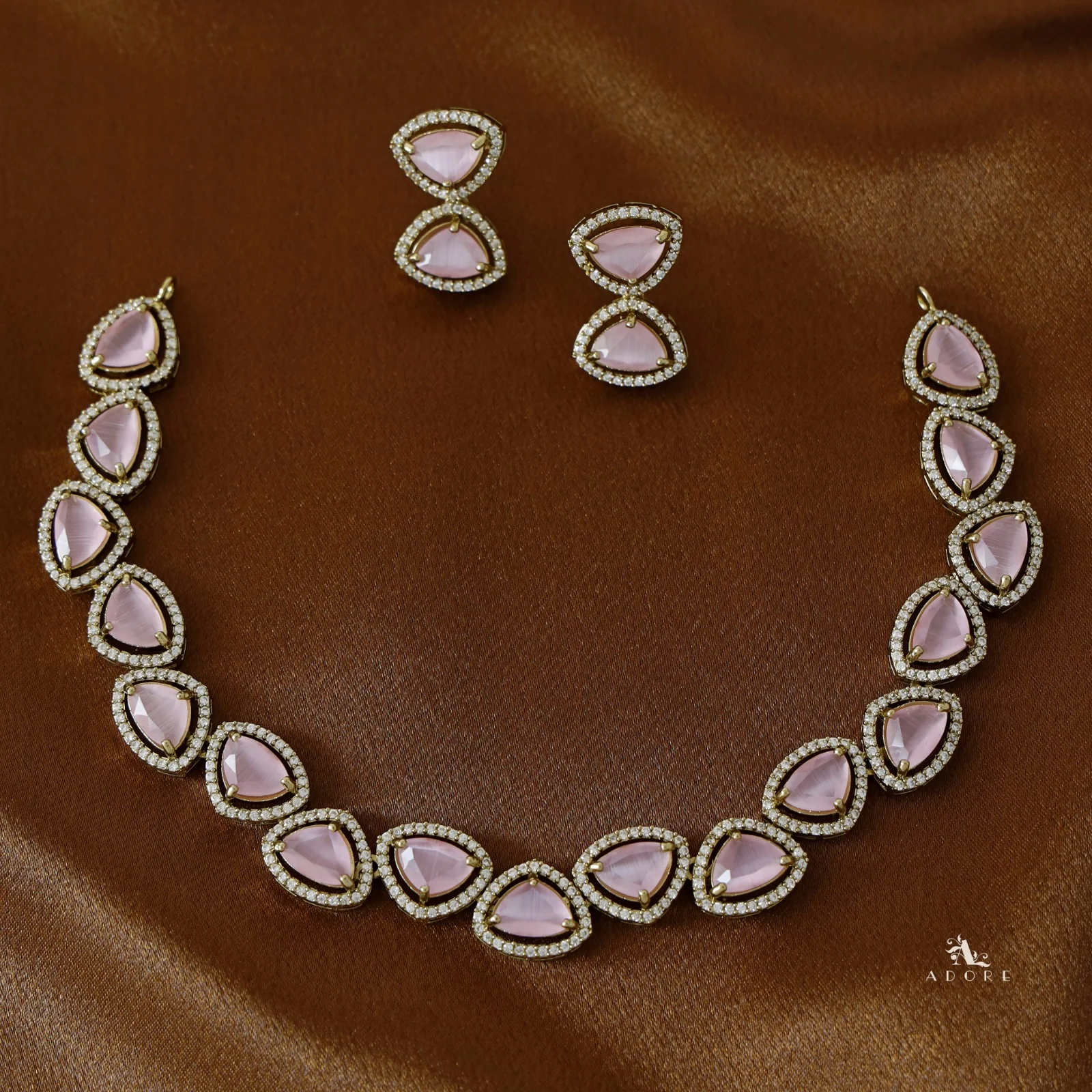 Premium Triangle Glossy Short AD Neckpiece with Earring - Image 12