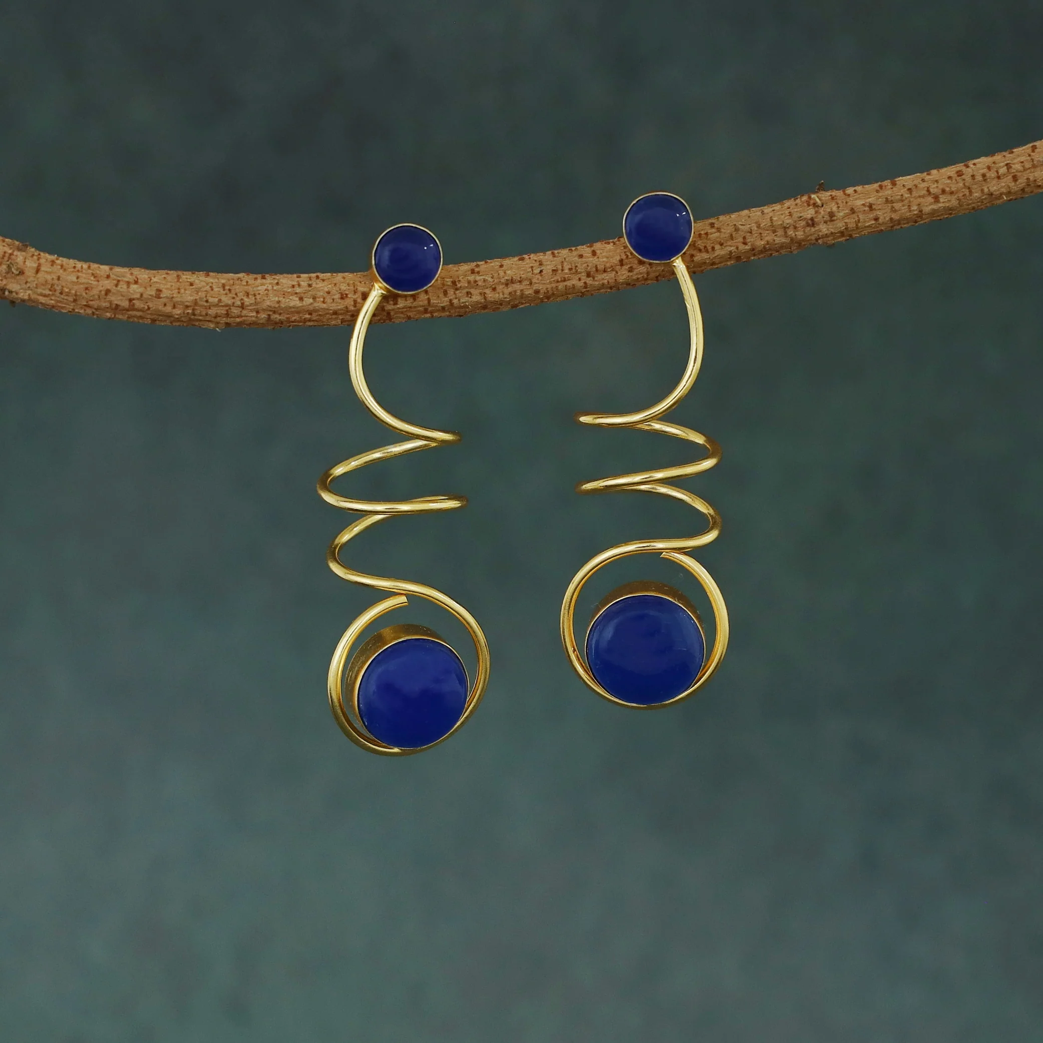 Aviva Spiral Glossy Natural Stone Earring - Image 11