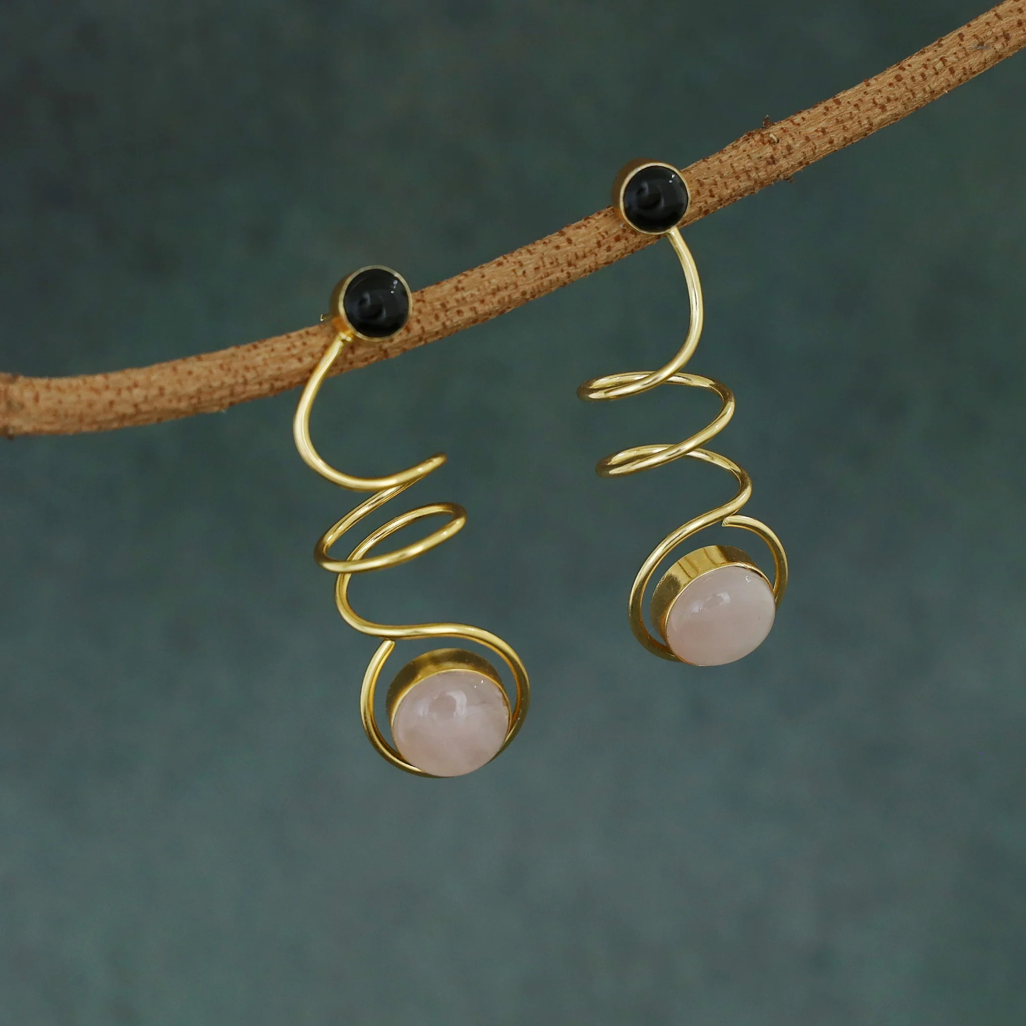 Aviva Spiral Glossy Natural Stone Earring - Image 12